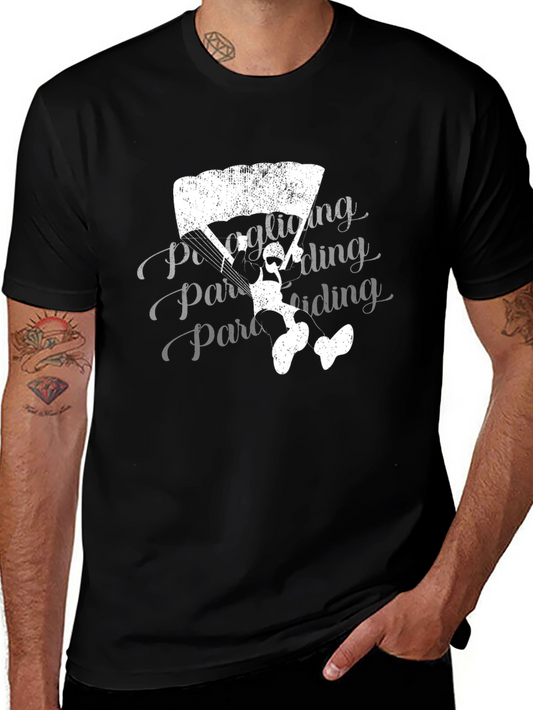 Paragliding Graphic Tee - Black Cotton T-Shirt