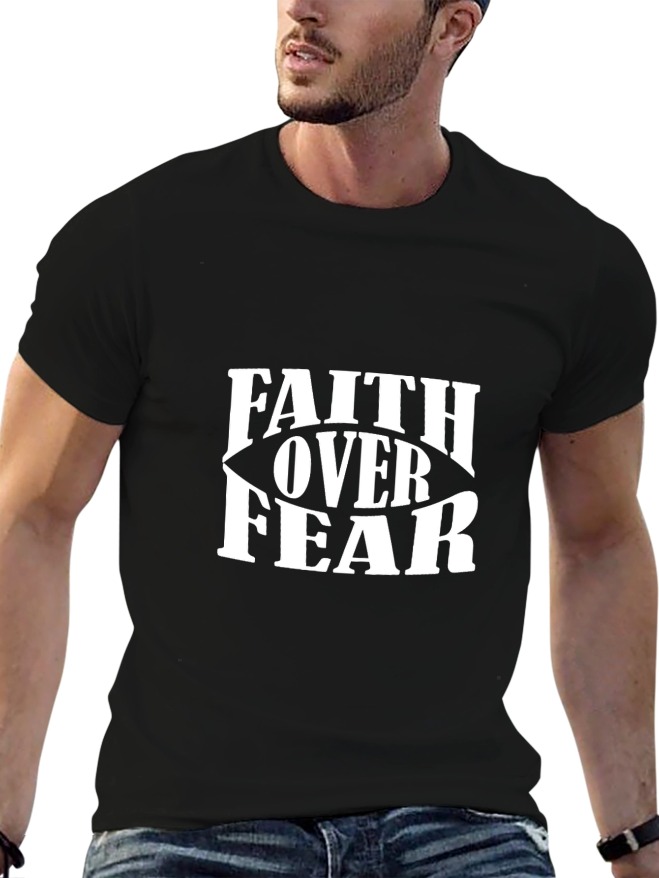 Faith Over Fear Graphic Tee - Mens Black T-Shirt