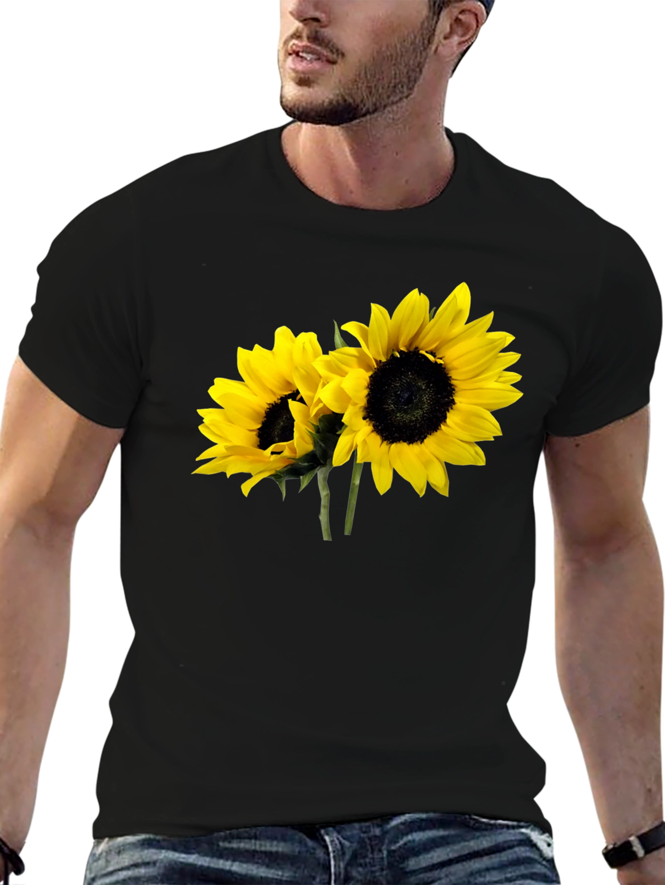 Sunflower Graphic Tee - Black Casual T-Shirt