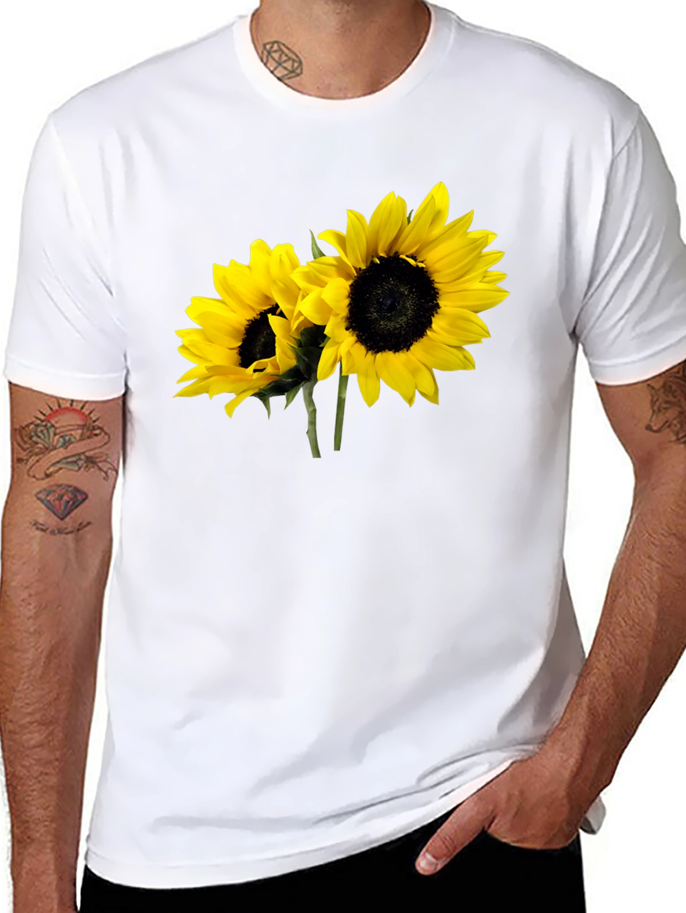 Sunflower Graphic Tee - Black Casual T-Shirt