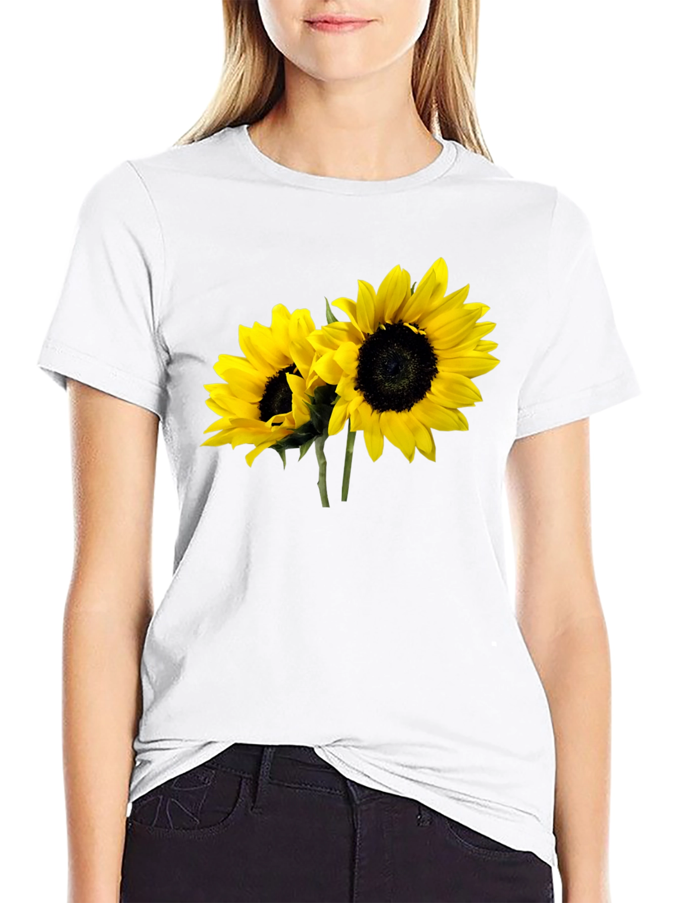 Sunflower Graphic Tee - Black Casual T-Shirt
