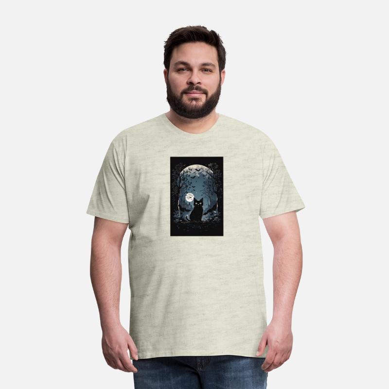 cute black cat with a full moon behind it.