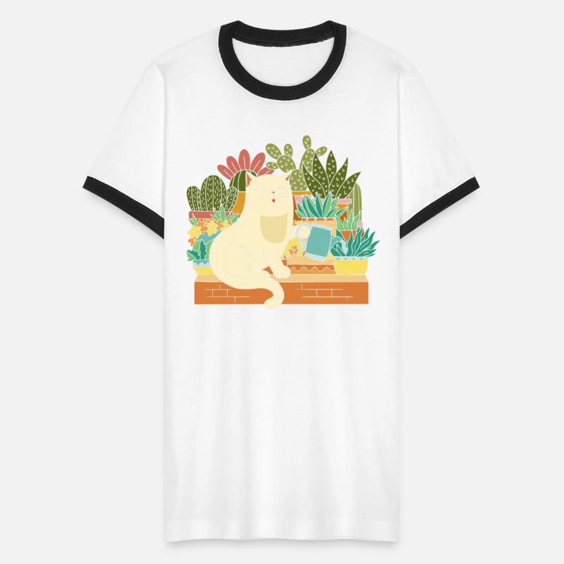 Cute Cat Gardener Watering Plants Gardening Earth