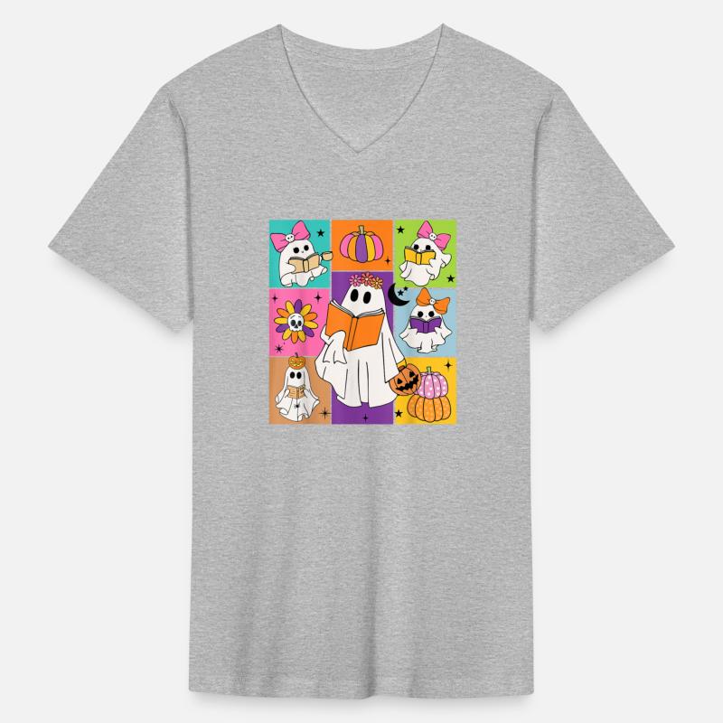 Cute Ghost Book Reading Halloween Teacher Kids Boo