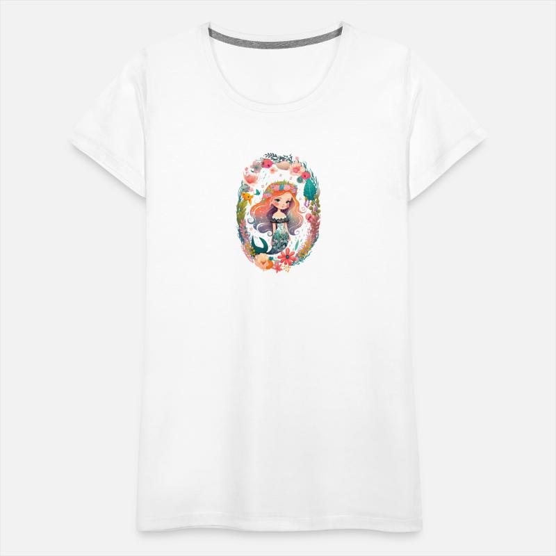 Cute mermaid girl child sea floral wreath girls