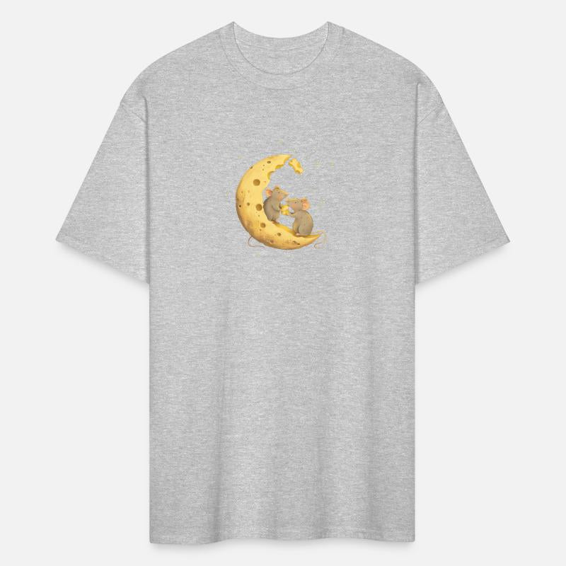 Cute Mice Sharing Cheese on the Moon