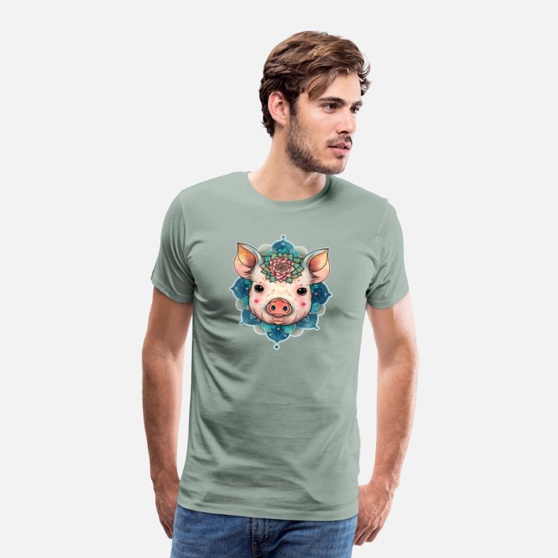 Cute Pig Minipig Flowers Animal Piggy Mandala