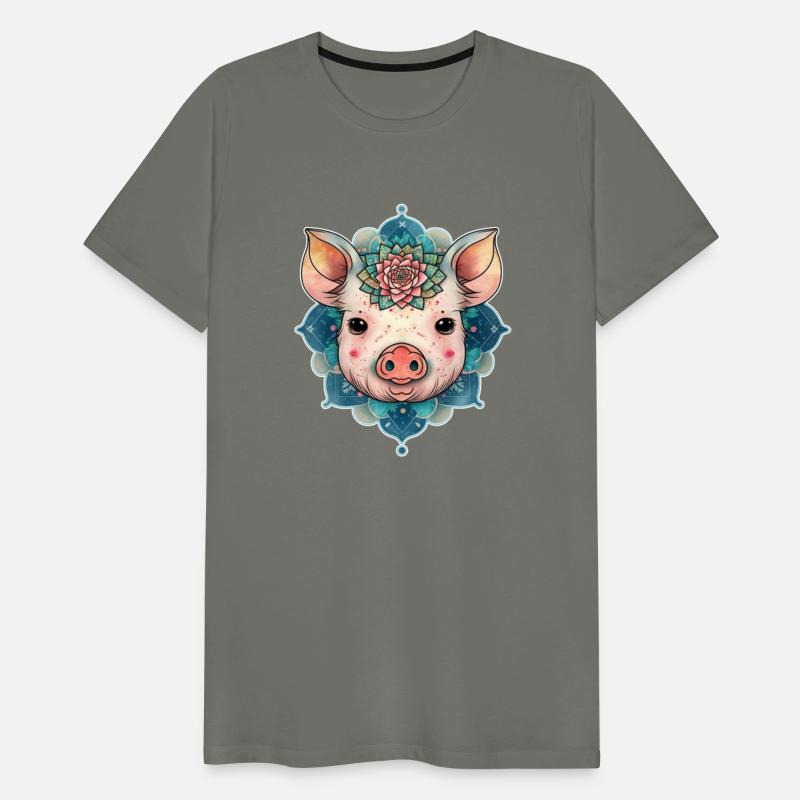 Cute Pig Minipig Flowers Animal Piggy Mandala
