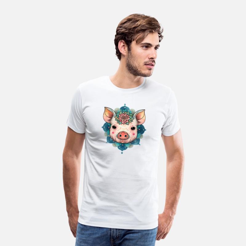 Cute Pig Minipig Flowers Animal Piggy Mandala