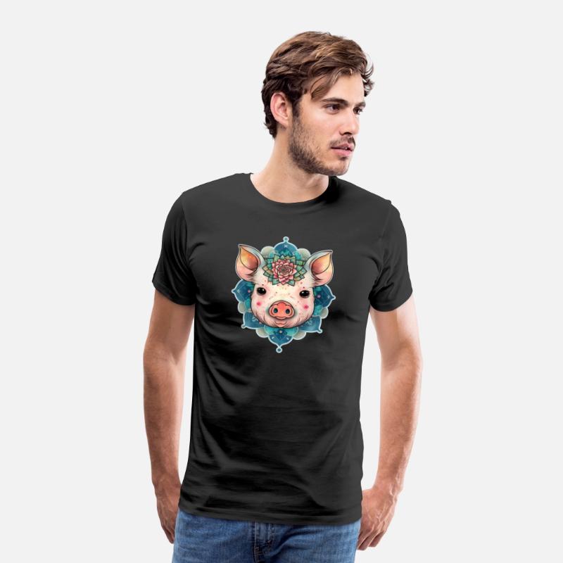 Cute Pig Minipig Flowers Animal Piggy Mandala