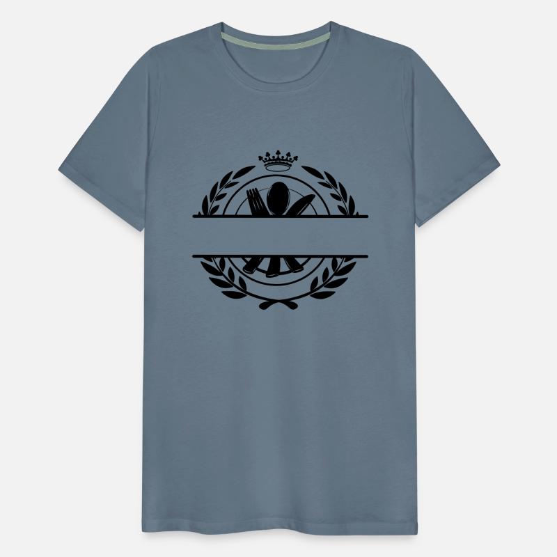 Cutlery menu logo with crown and bar in between to