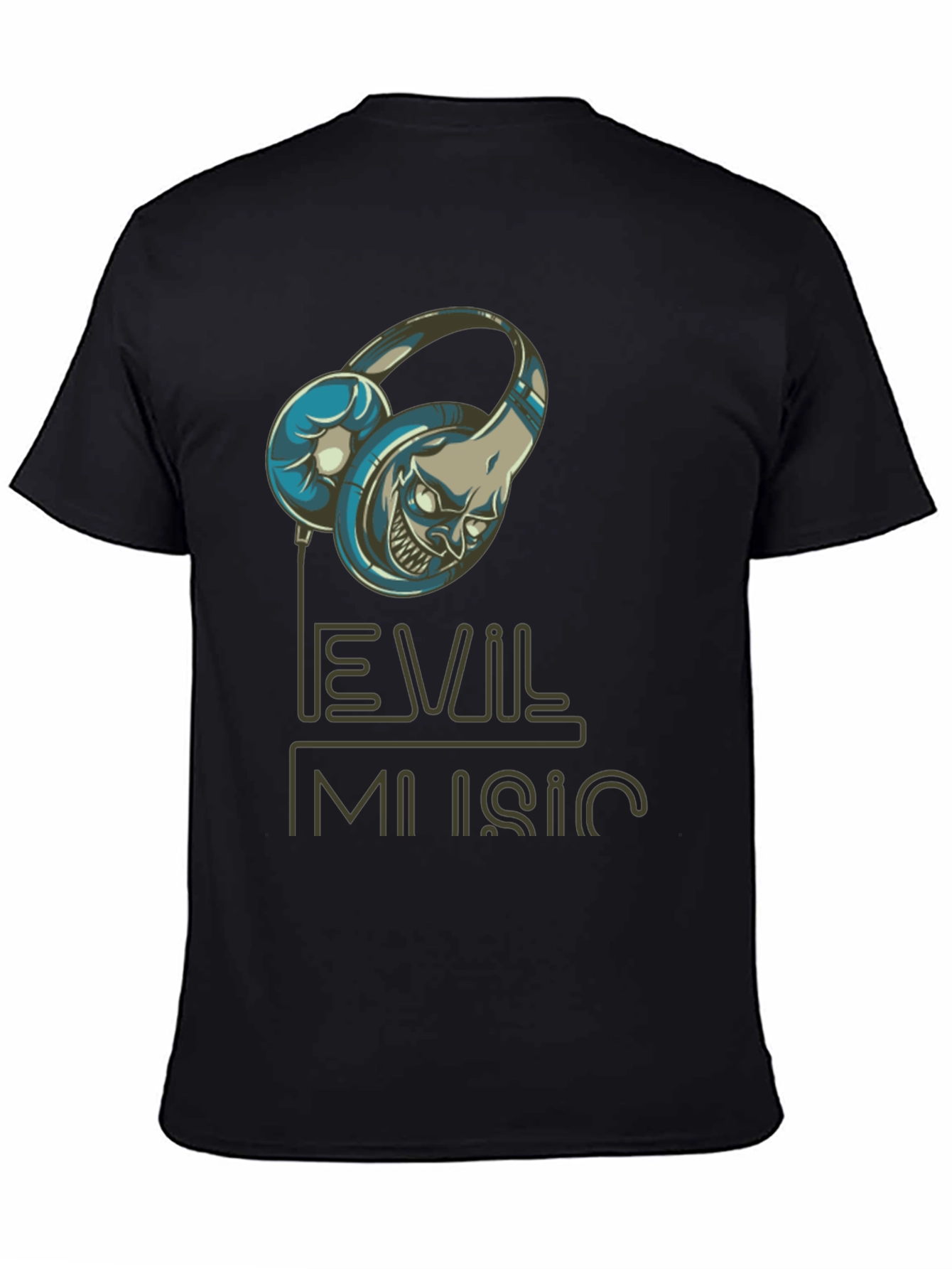 Evil Music Graphic Print Black T-Shirt