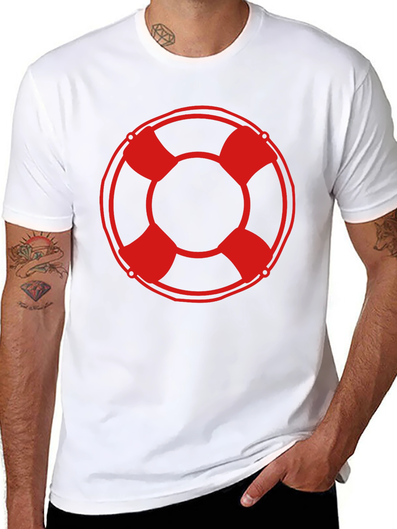 Lifeguard Ring Graphic T-Shirt - Black
