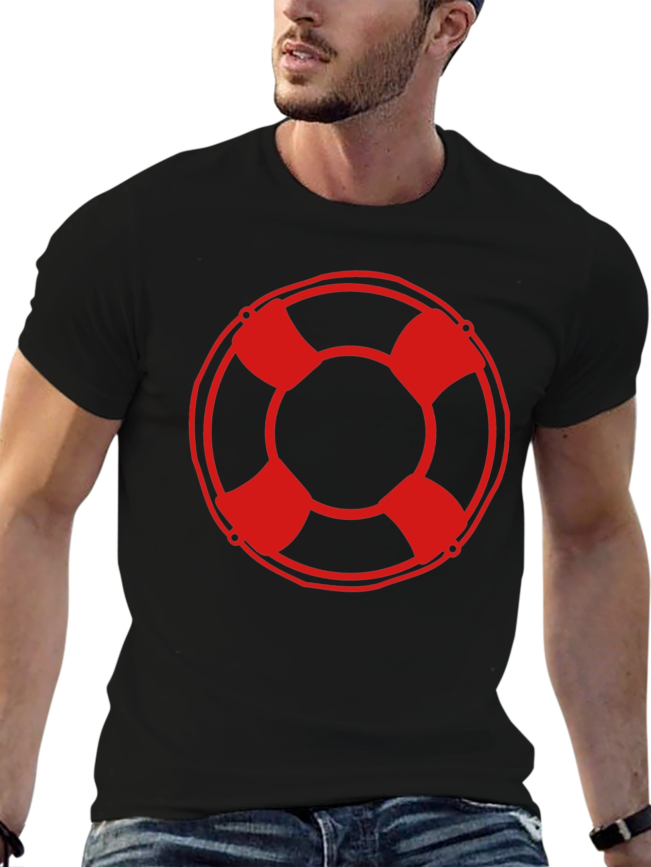 Lifeguard Ring Graphic T-Shirt - Black