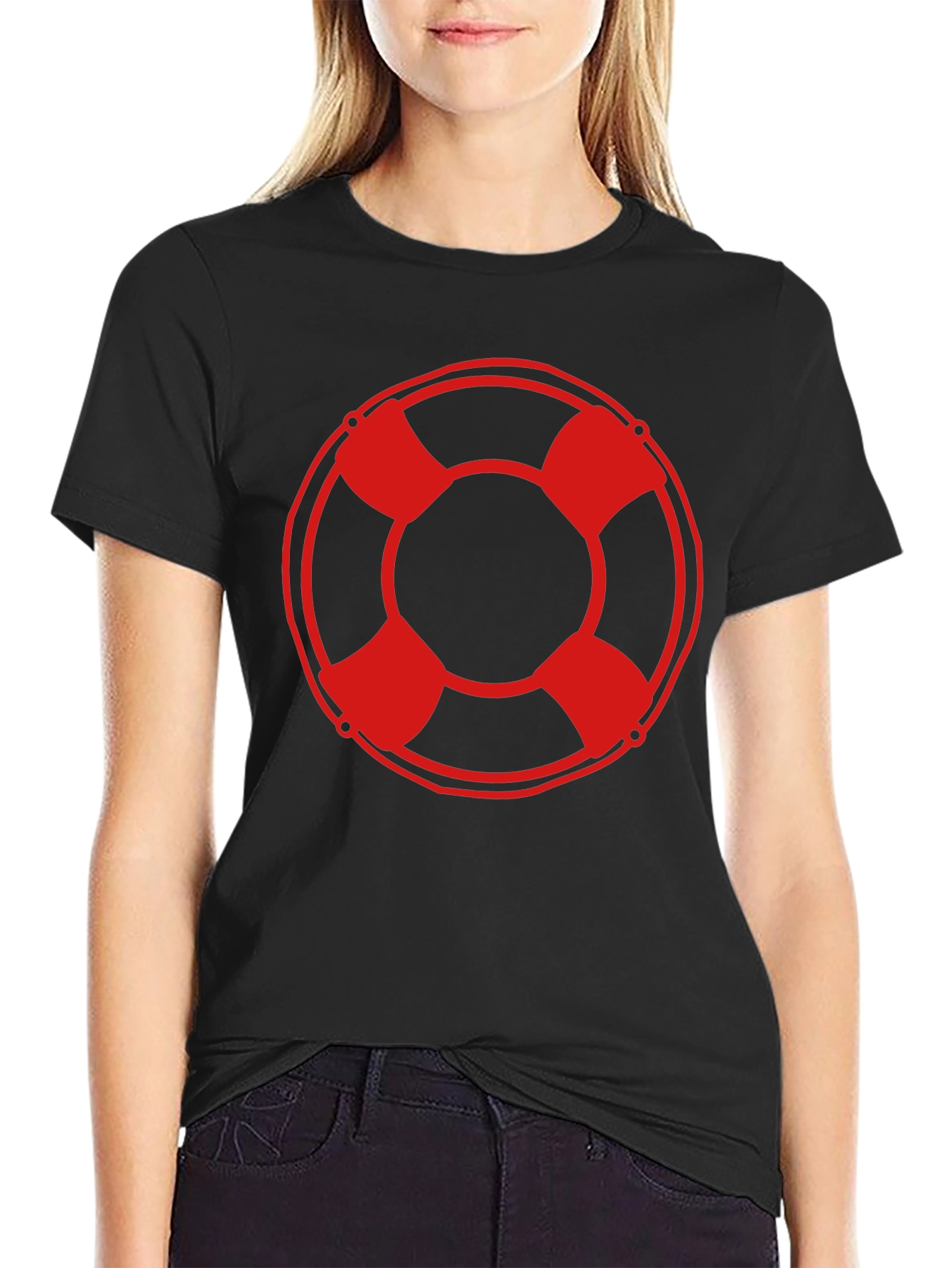 Lifeguard Ring Graphic T-Shirt - Black