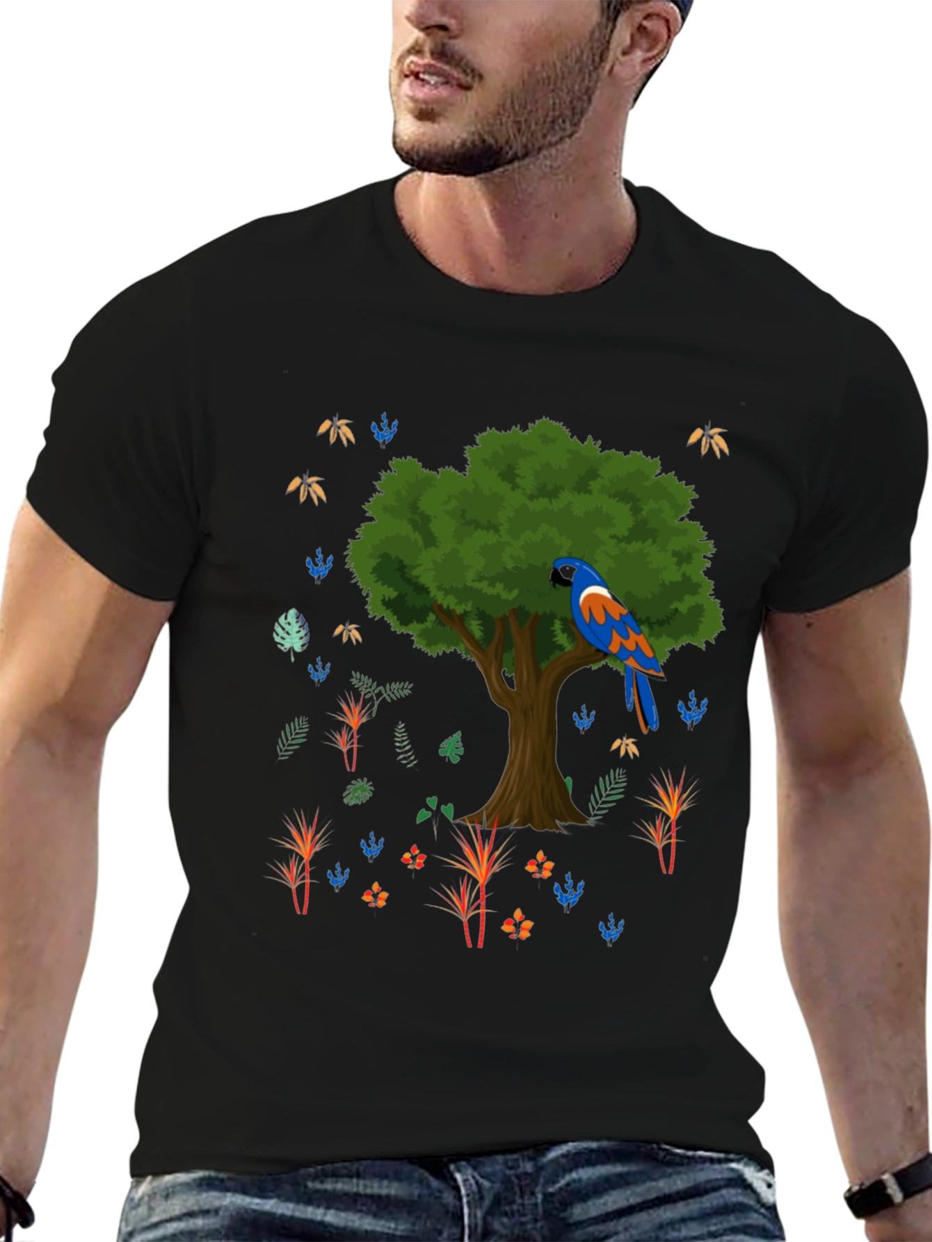 Parrot Tree Graphic T-Shirt