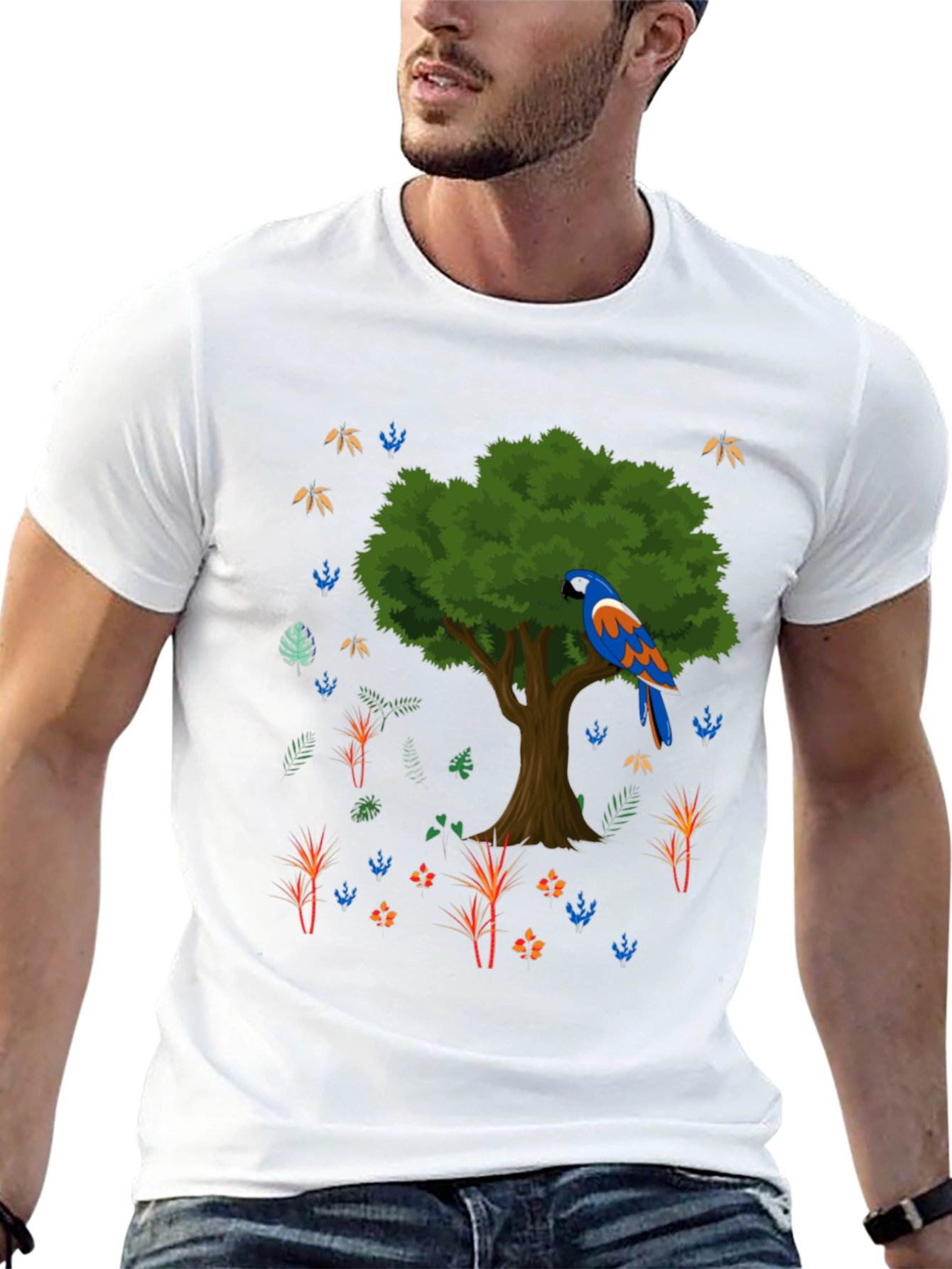 Parrot Tree Graphic T-Shirt