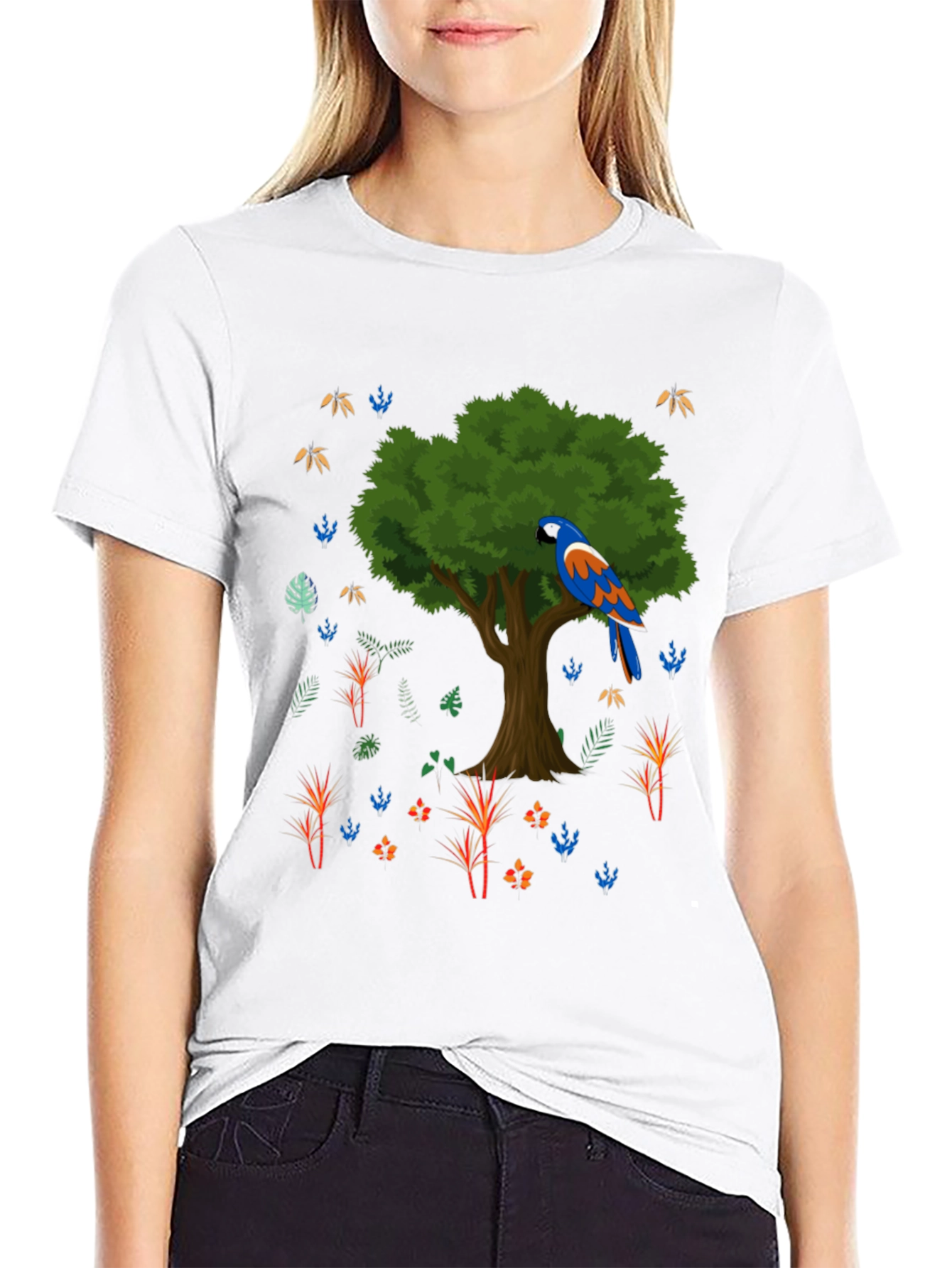 Parrot Tree Graphic T-Shirt