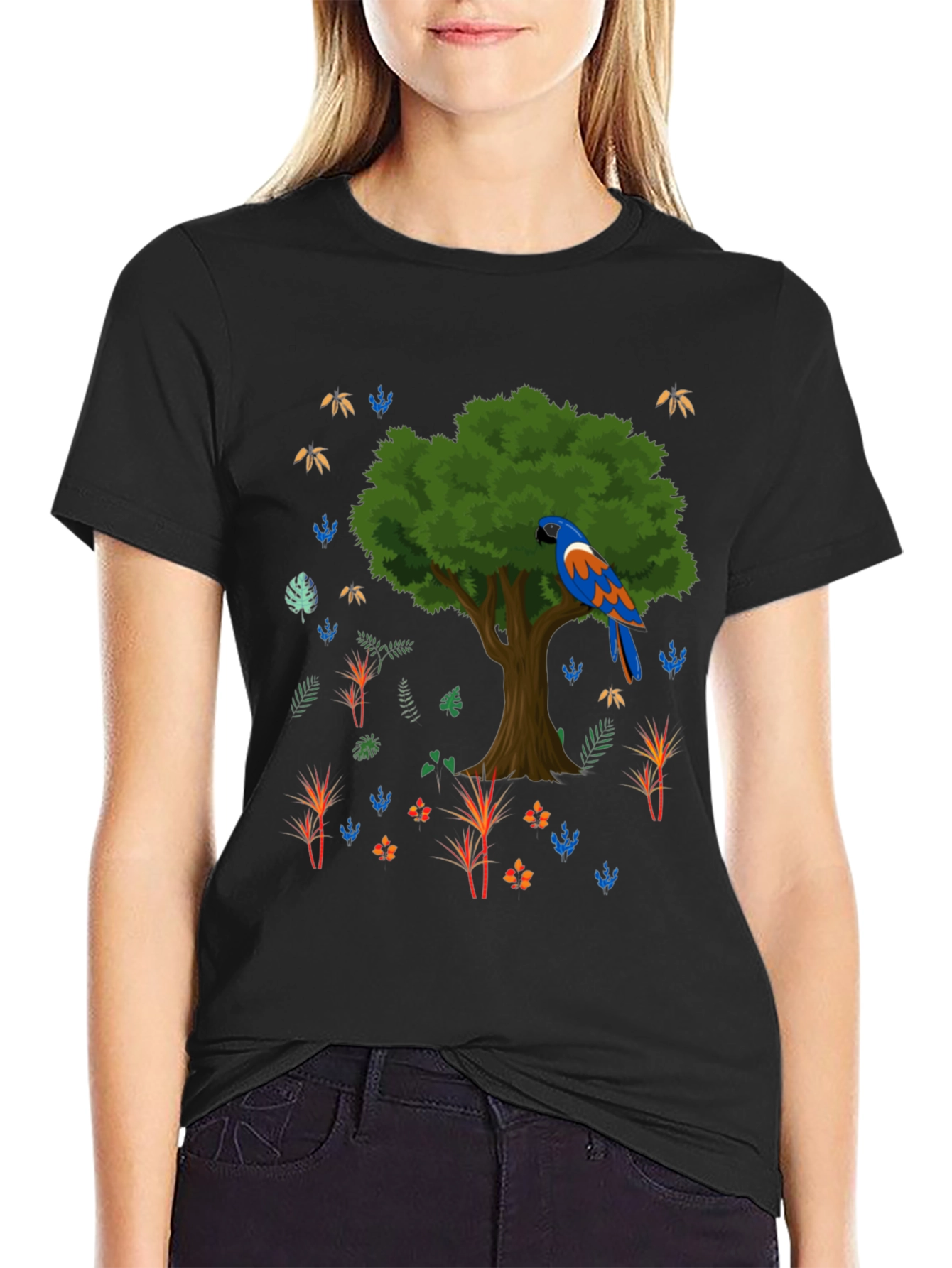 Parrot Tree Graphic T-Shirt
