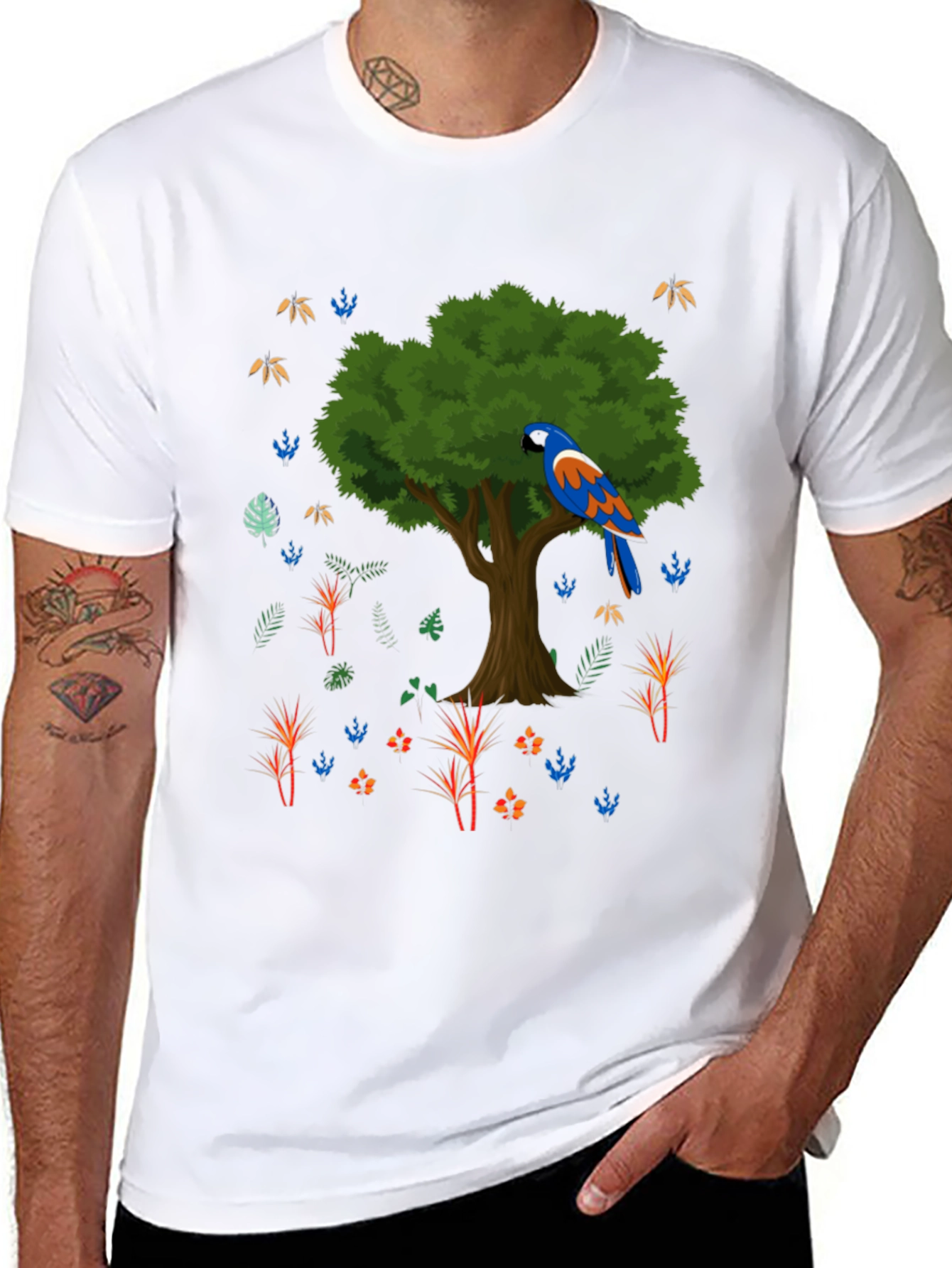 Parrot Tree Graphic T-Shirt