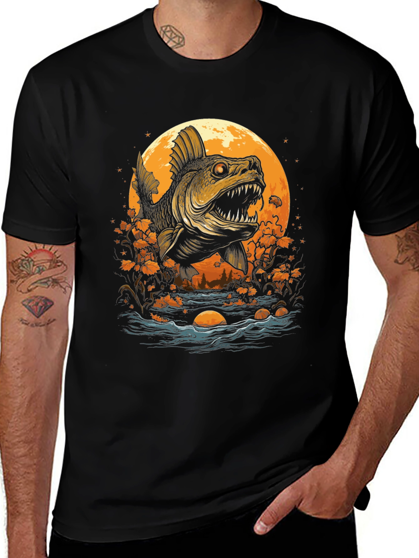 Monster Fish Graphic T-Shirt - Unique Design