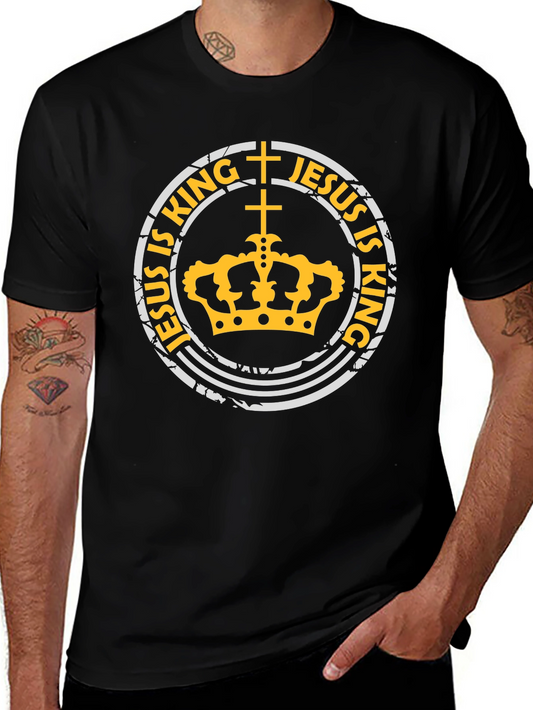 Jesus is King Black T-Shirt with Crown Design