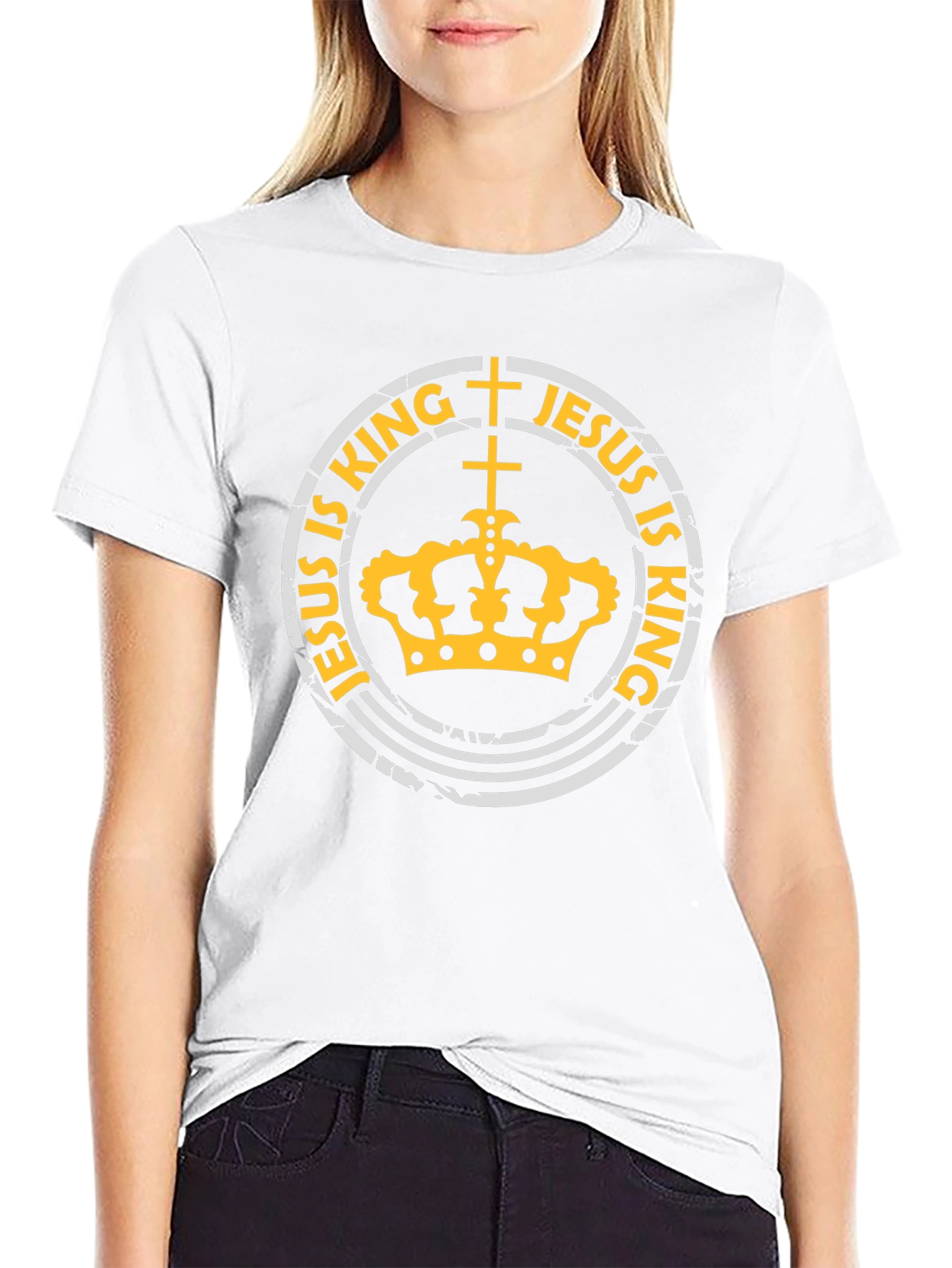 Jesus is King Black T-Shirt with Crown Design