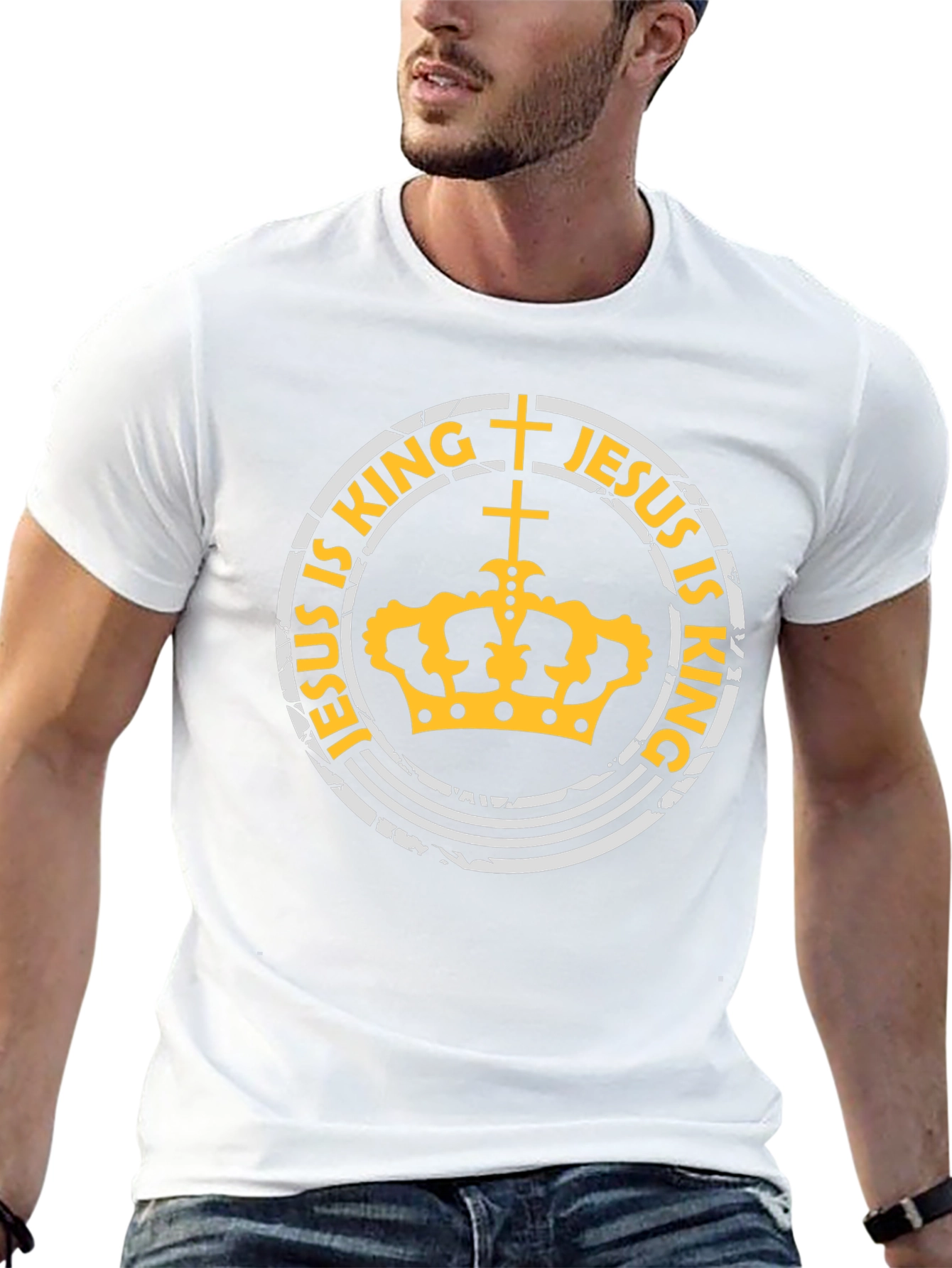 Jesus is King Black T-Shirt with Crown Design