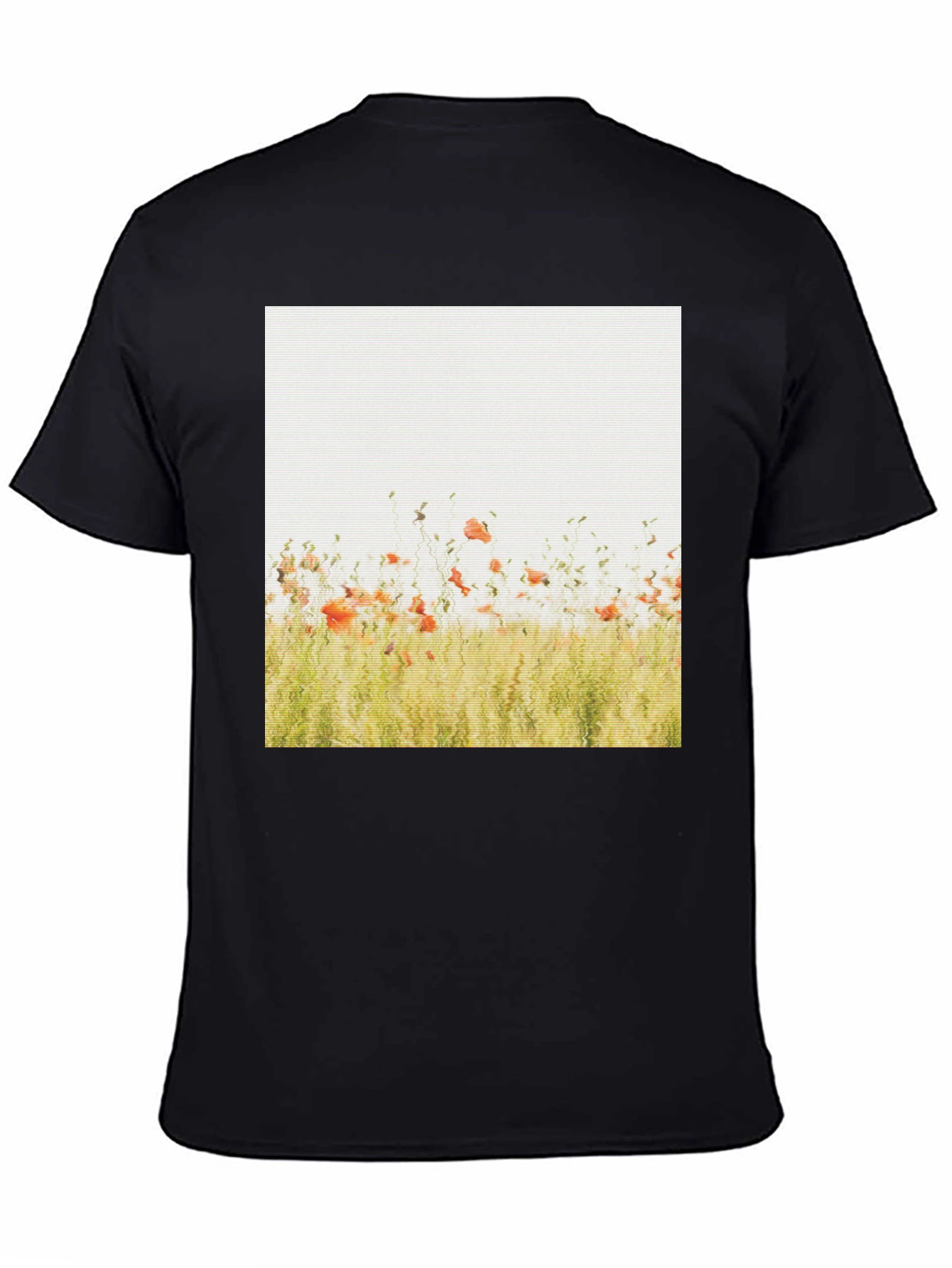 Floral Field Graphic Print Black T-Shirt