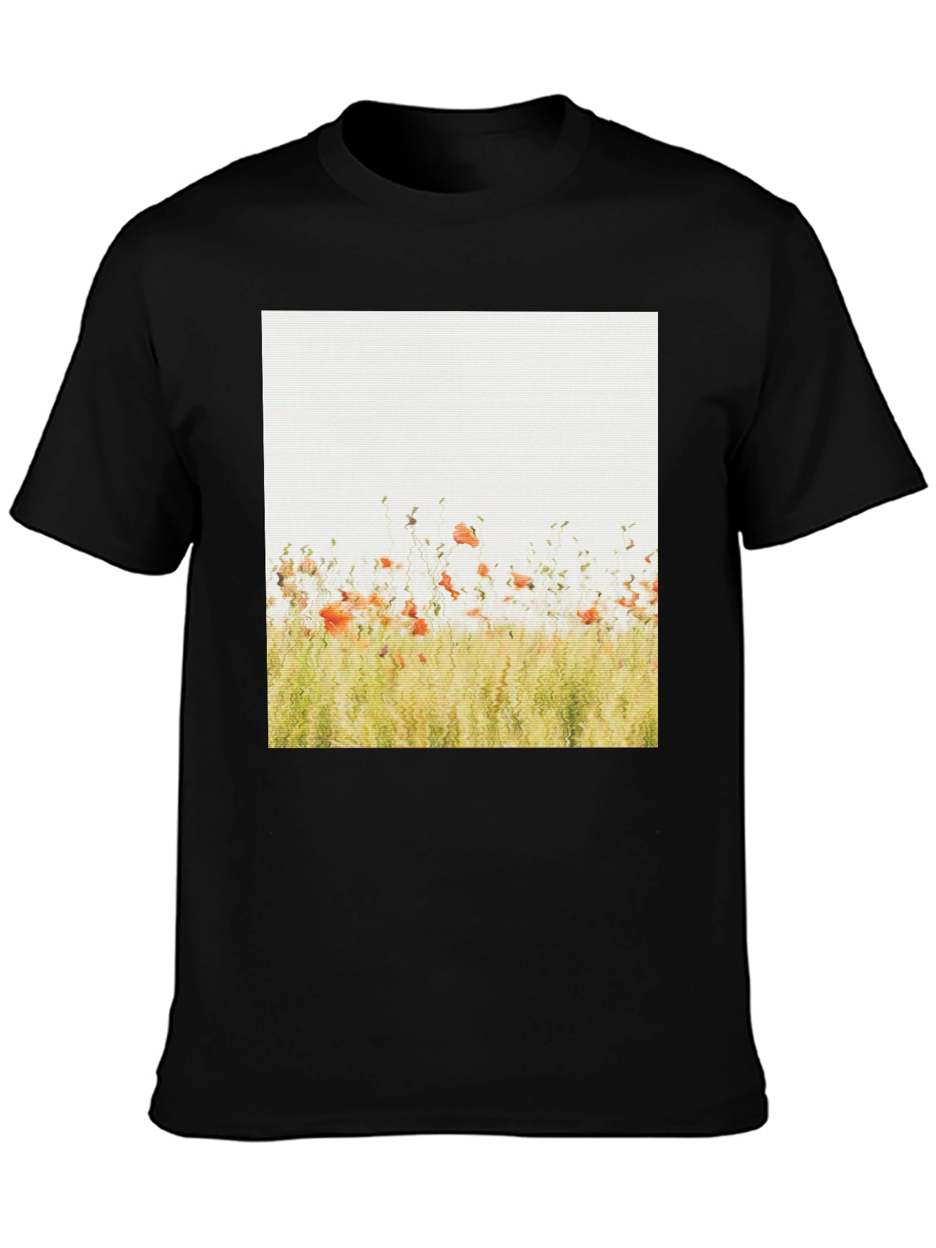Floral Field Graphic Print Black T-Shirt