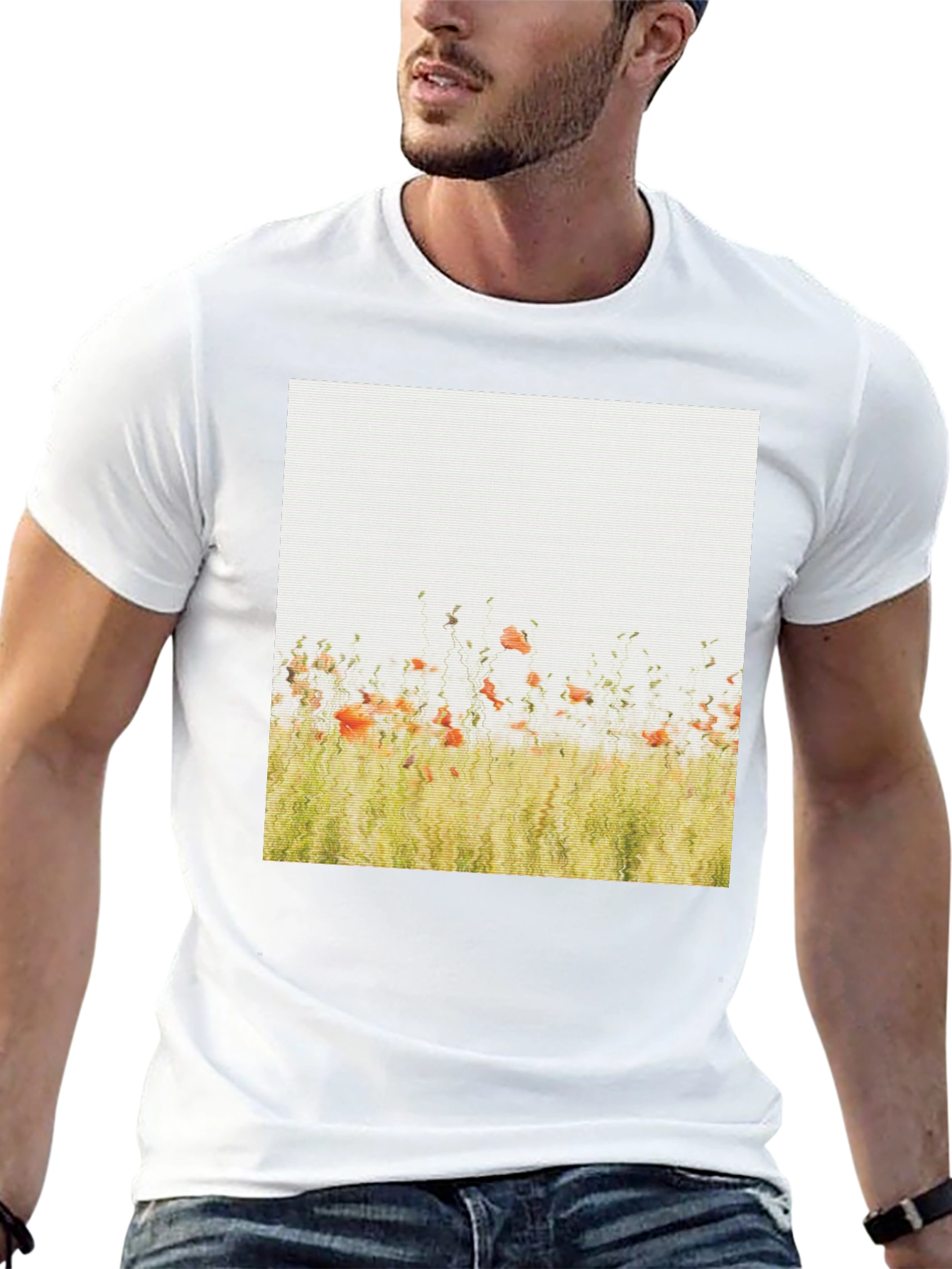 Floral Field Graphic Print Black T-Shirt