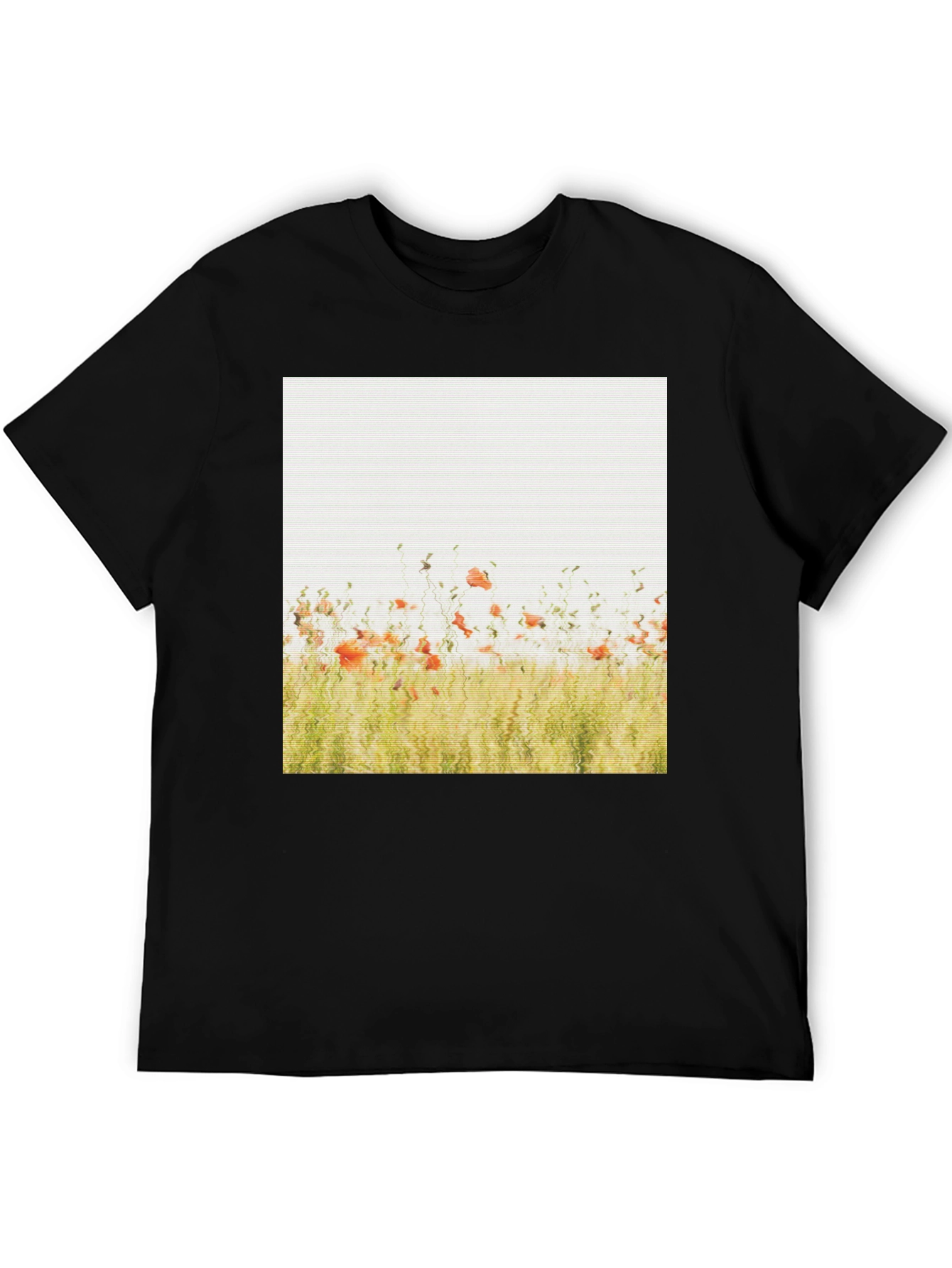 Floral Field Graphic Print Black T-Shirt