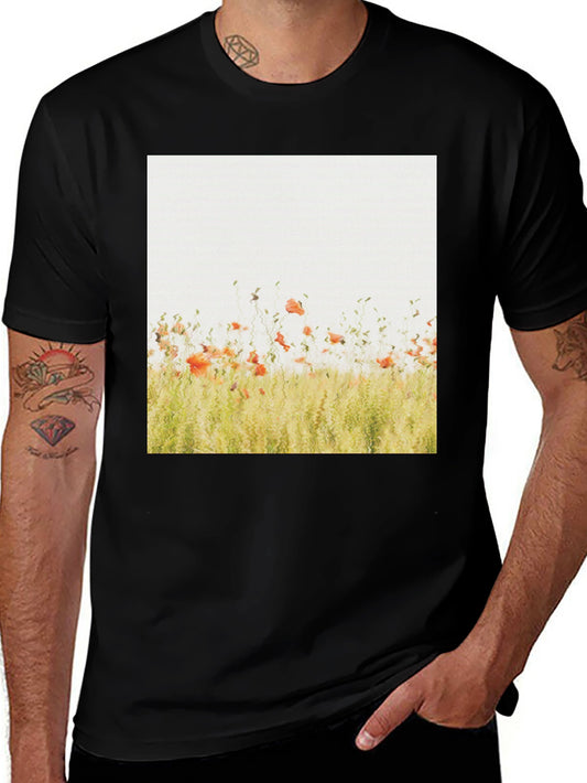 Floral Field Graphic Print Black T-Shirt