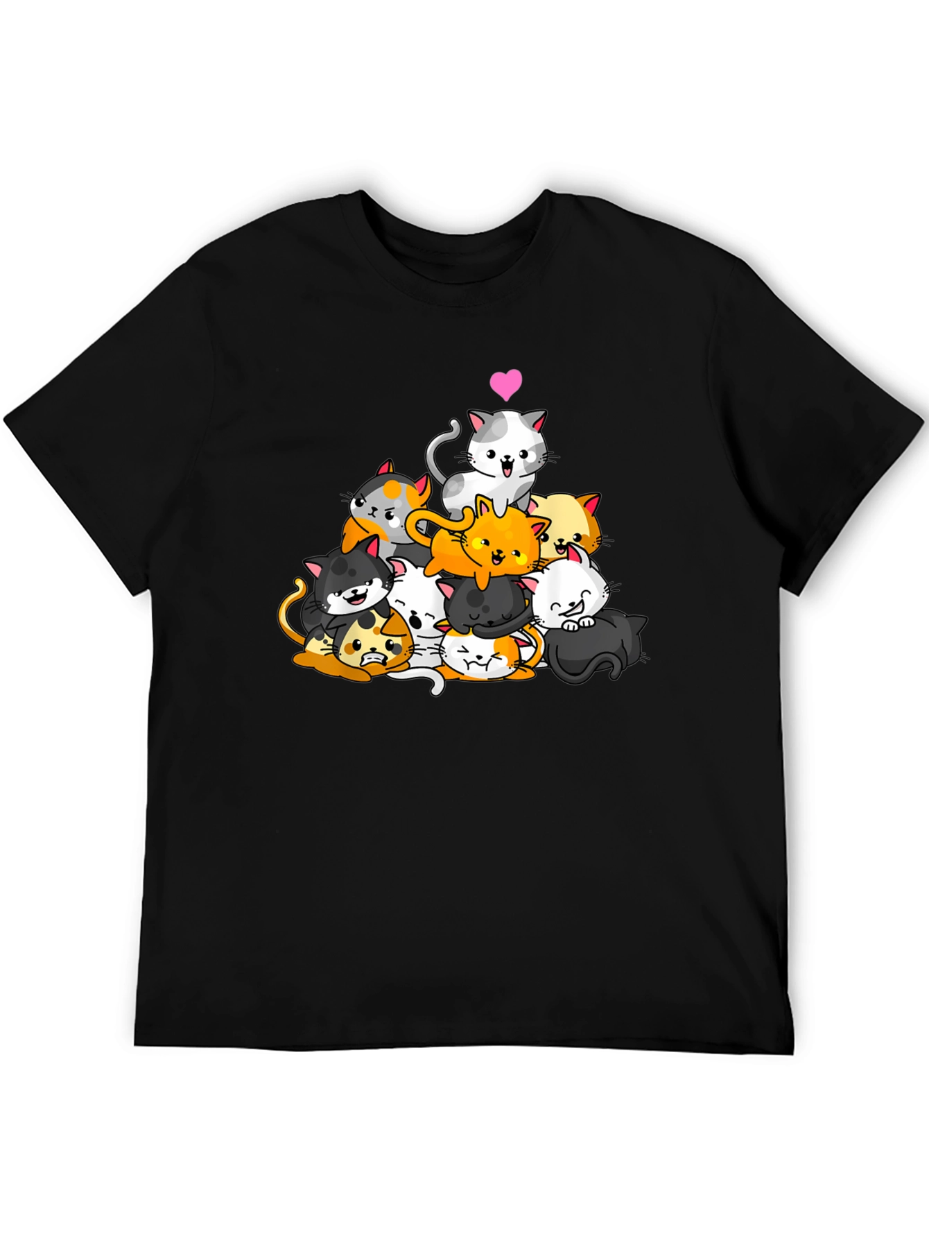 Cute Cats Graphic Black T-Shirt