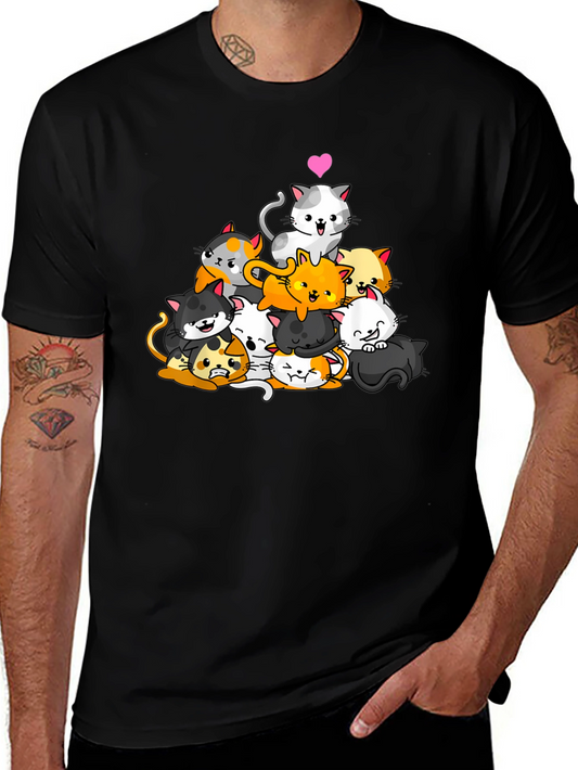 Cute Cats Graphic Black T-Shirt