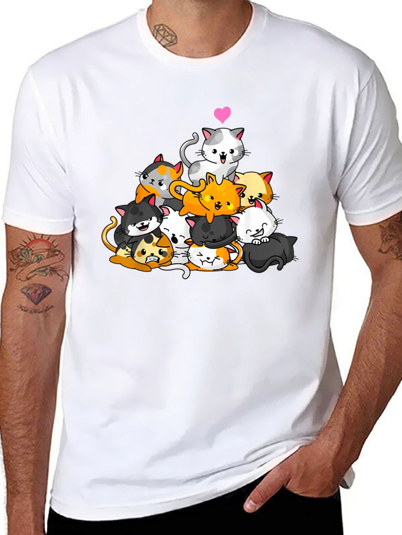 Cute Cats Graphic Black T-Shirt