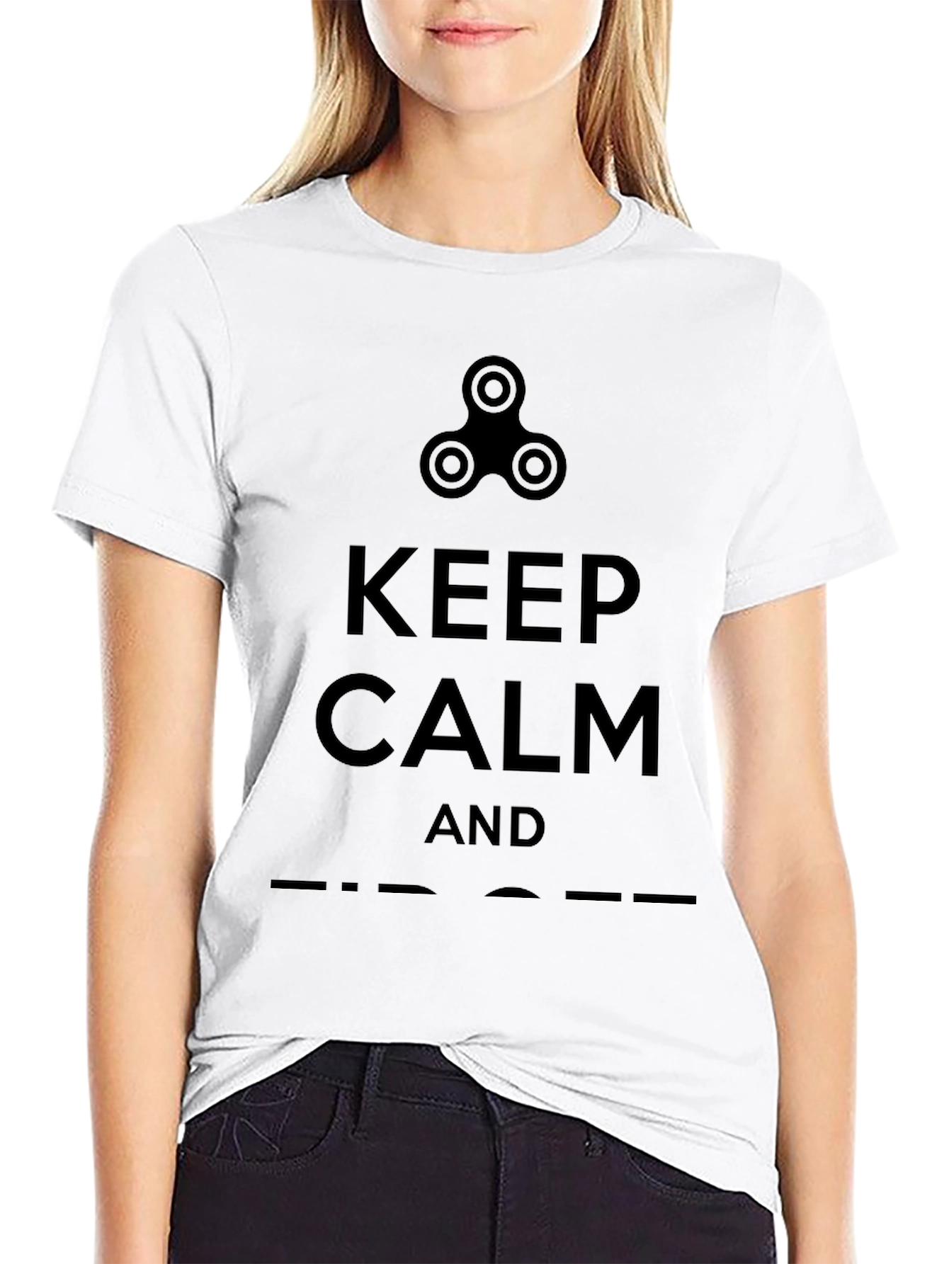 Keep Calm and Fidget T-Shirt - Black Cotton