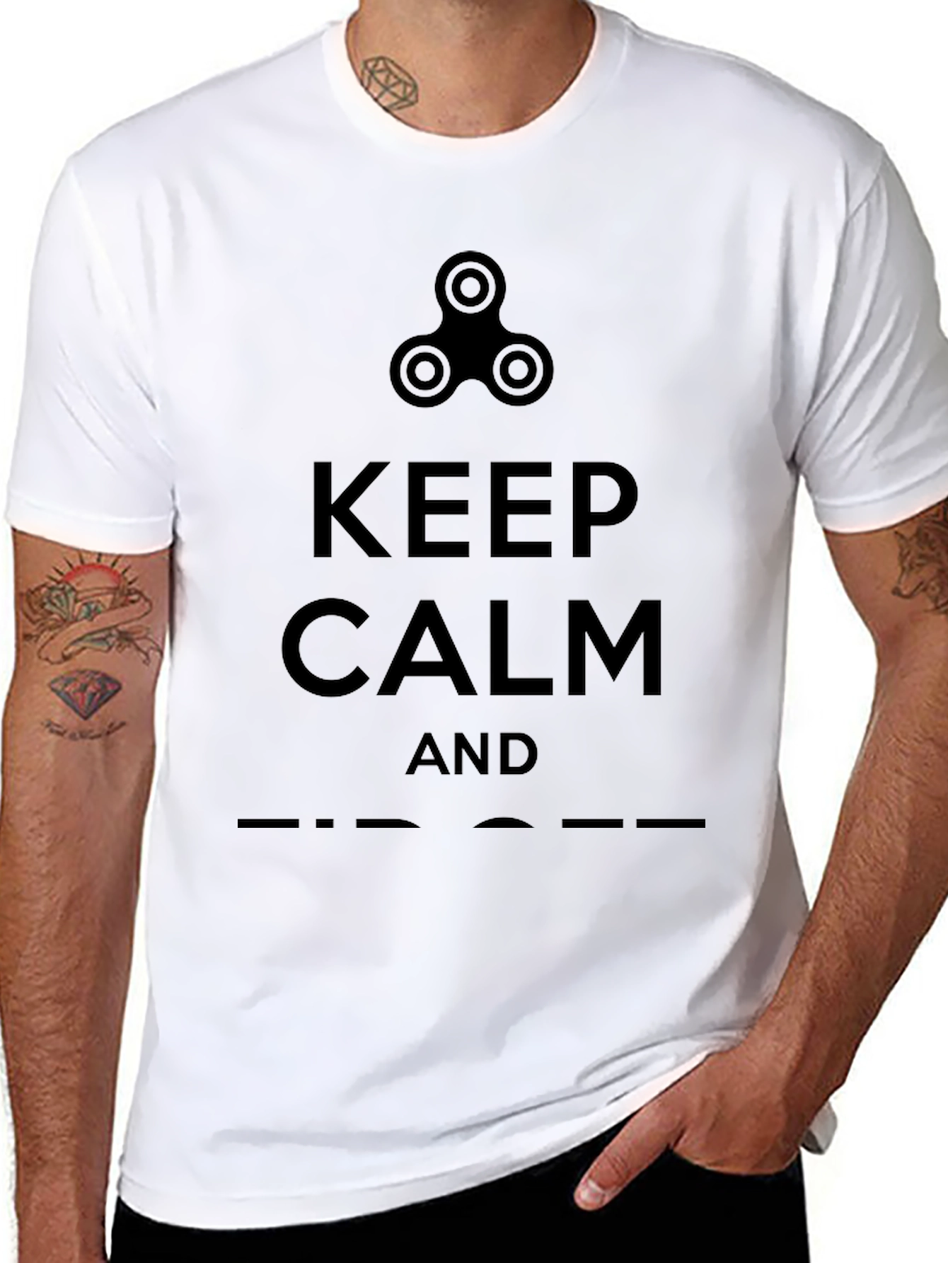 Keep Calm and Fidget T-Shirt - Black Cotton