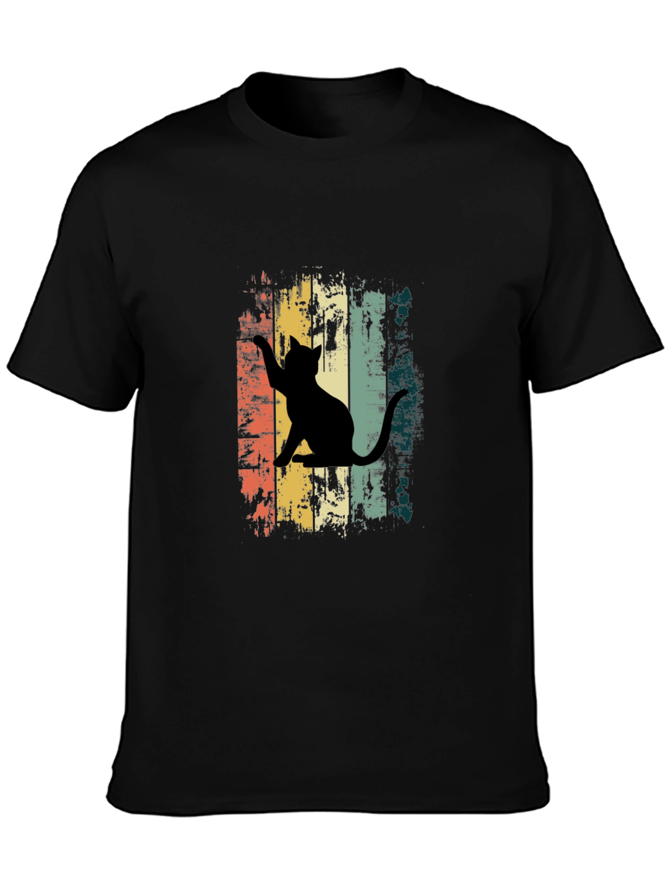 Retro Cat Graphic Tee - Unisex Black T-Shirt