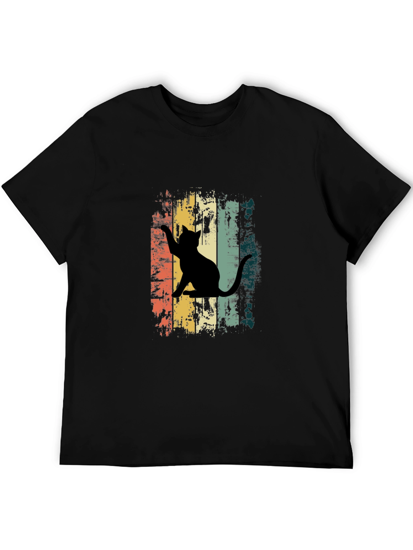 Retro Cat Graphic Tee - Unisex Black T-Shirt