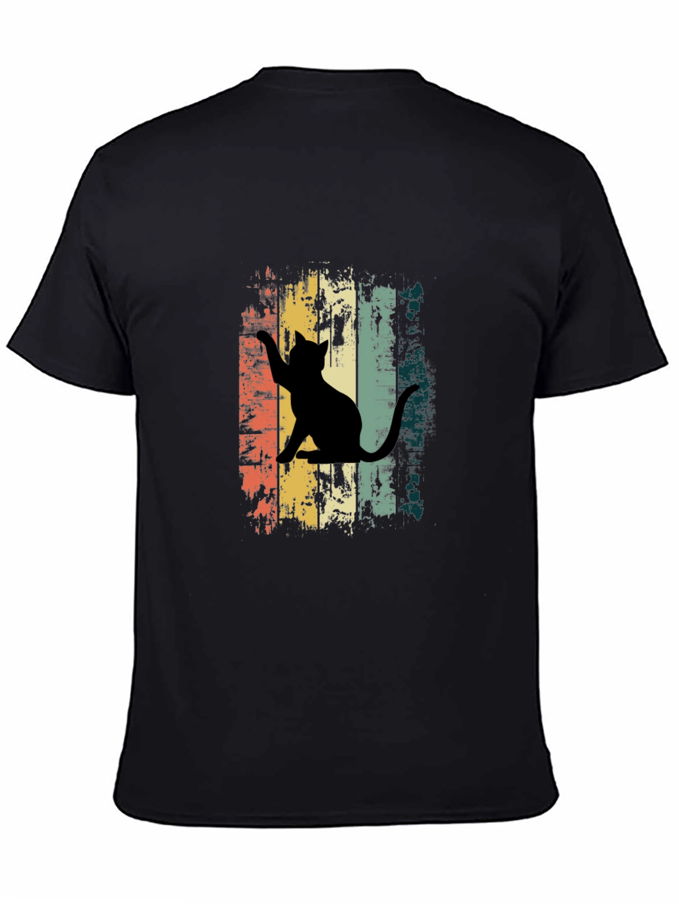 Retro Cat Graphic Tee - Unisex Black T-Shirt