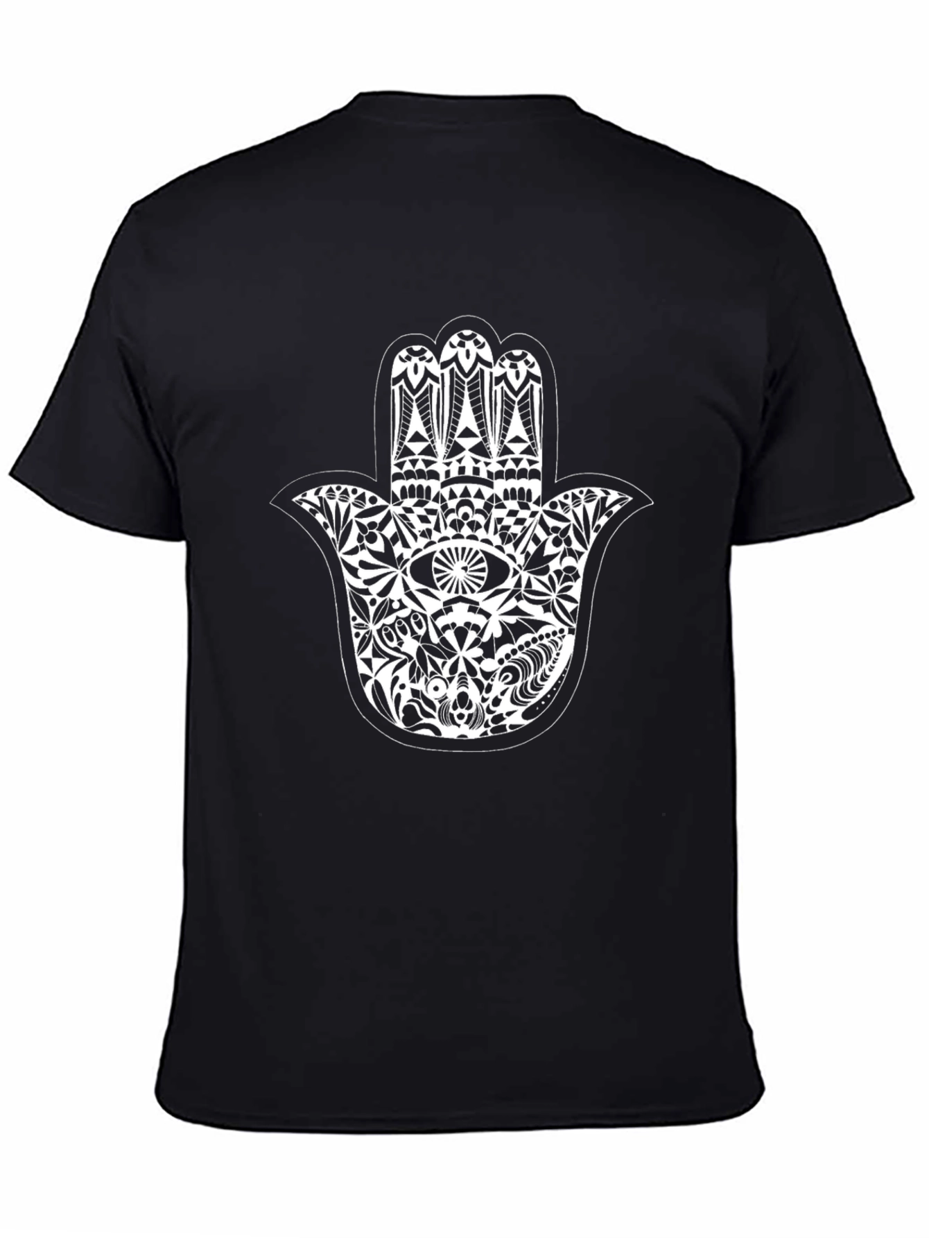 Black T-Shirt with Hamsa Hand Graphic Print