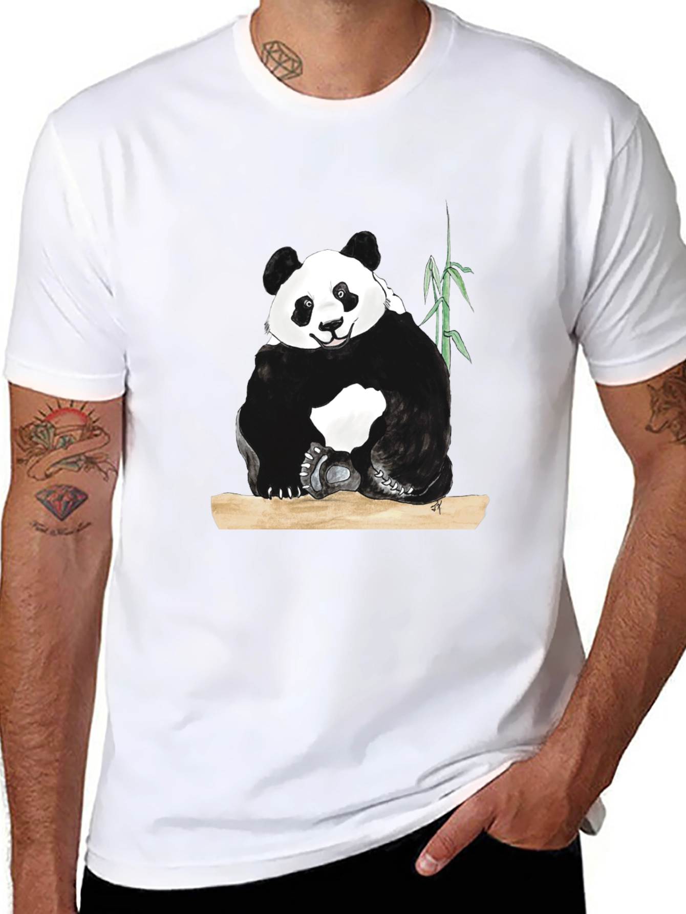 Panda Graphic Print Black T-Shirt