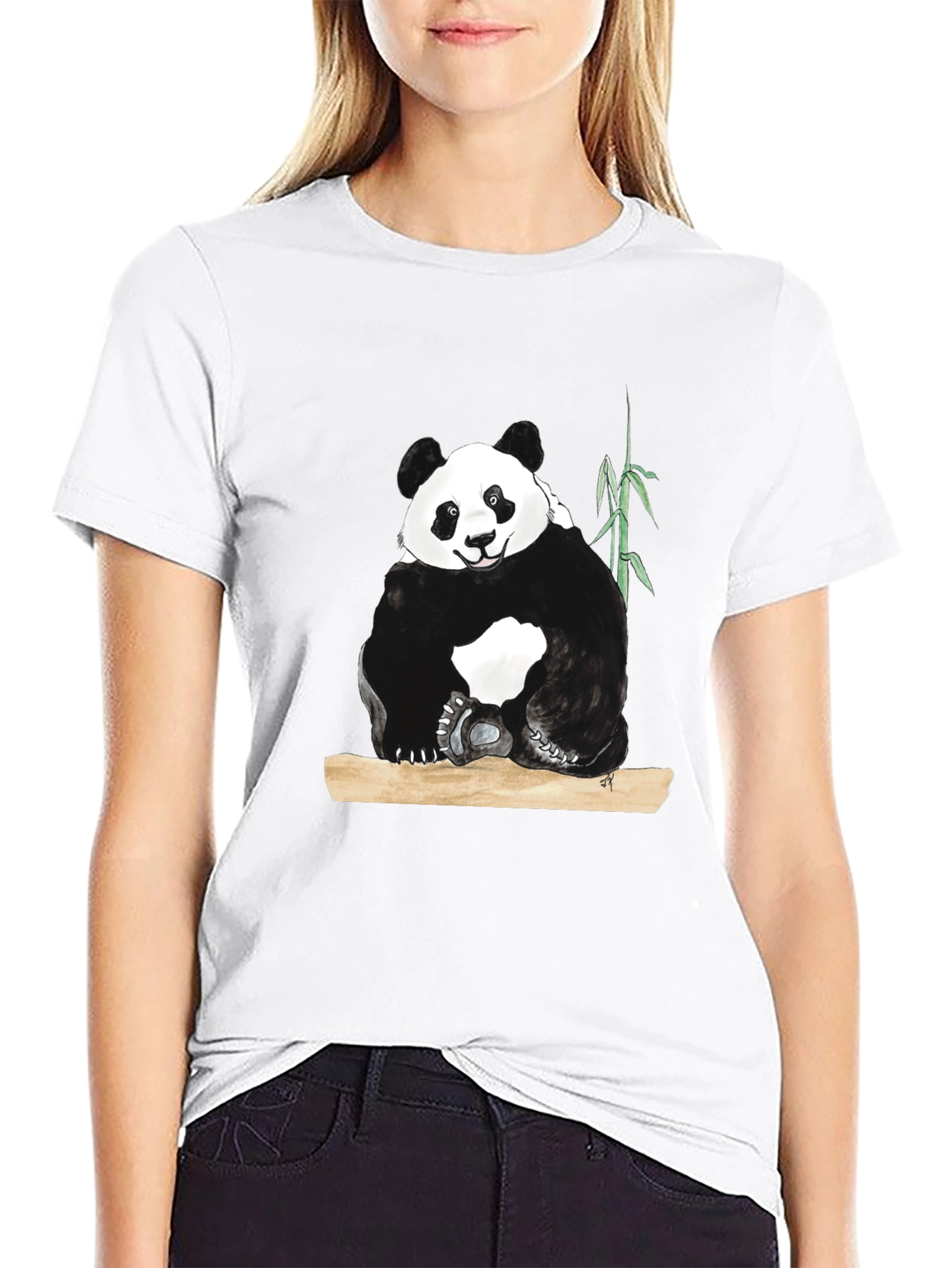 Panda Graphic Print Black T-Shirt