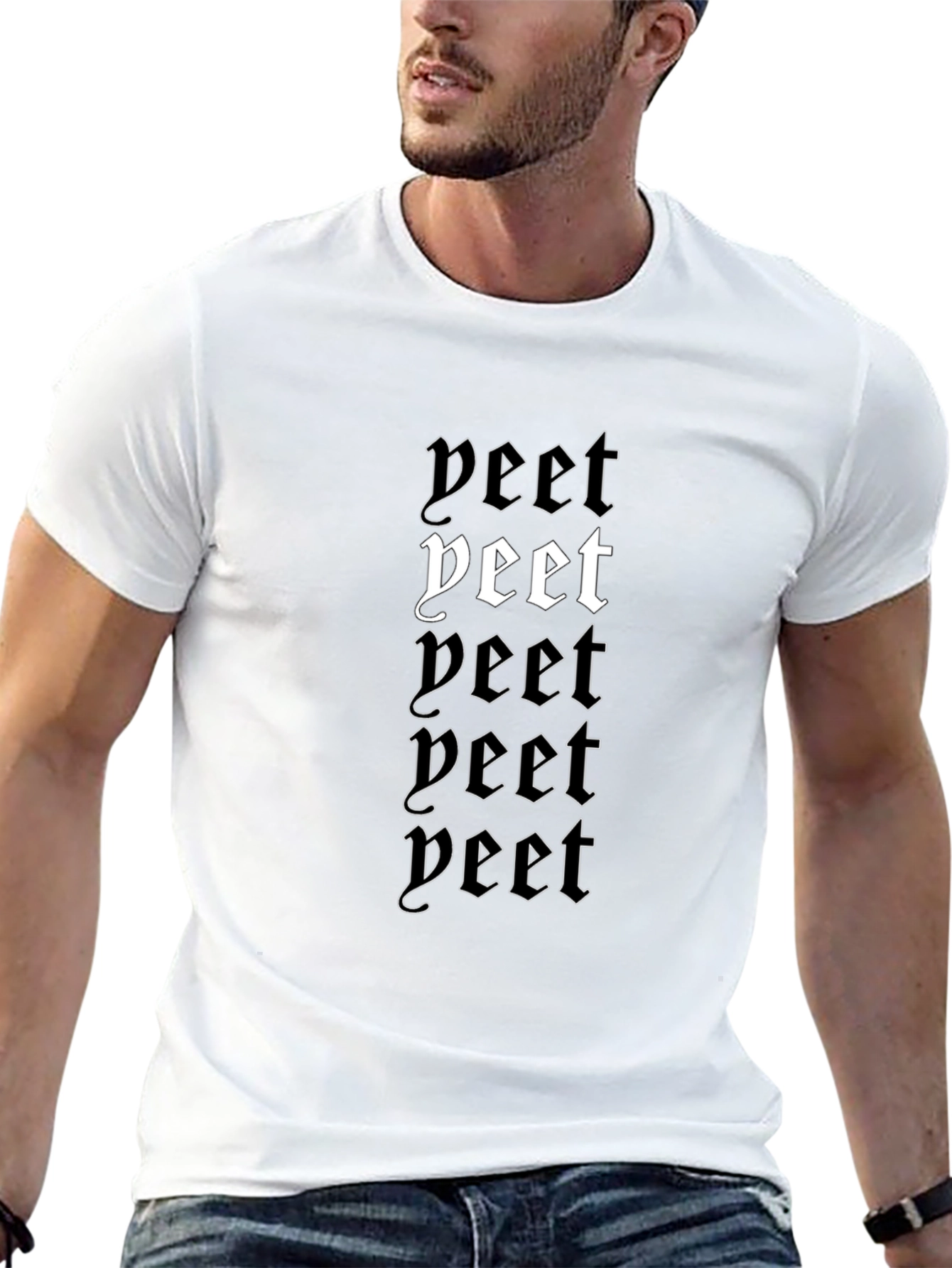 Yeet Gothic Print Black T-Shirt