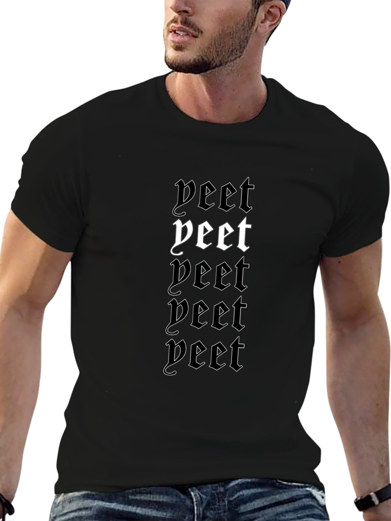 Yeet Gothic Print Black T-Shirt