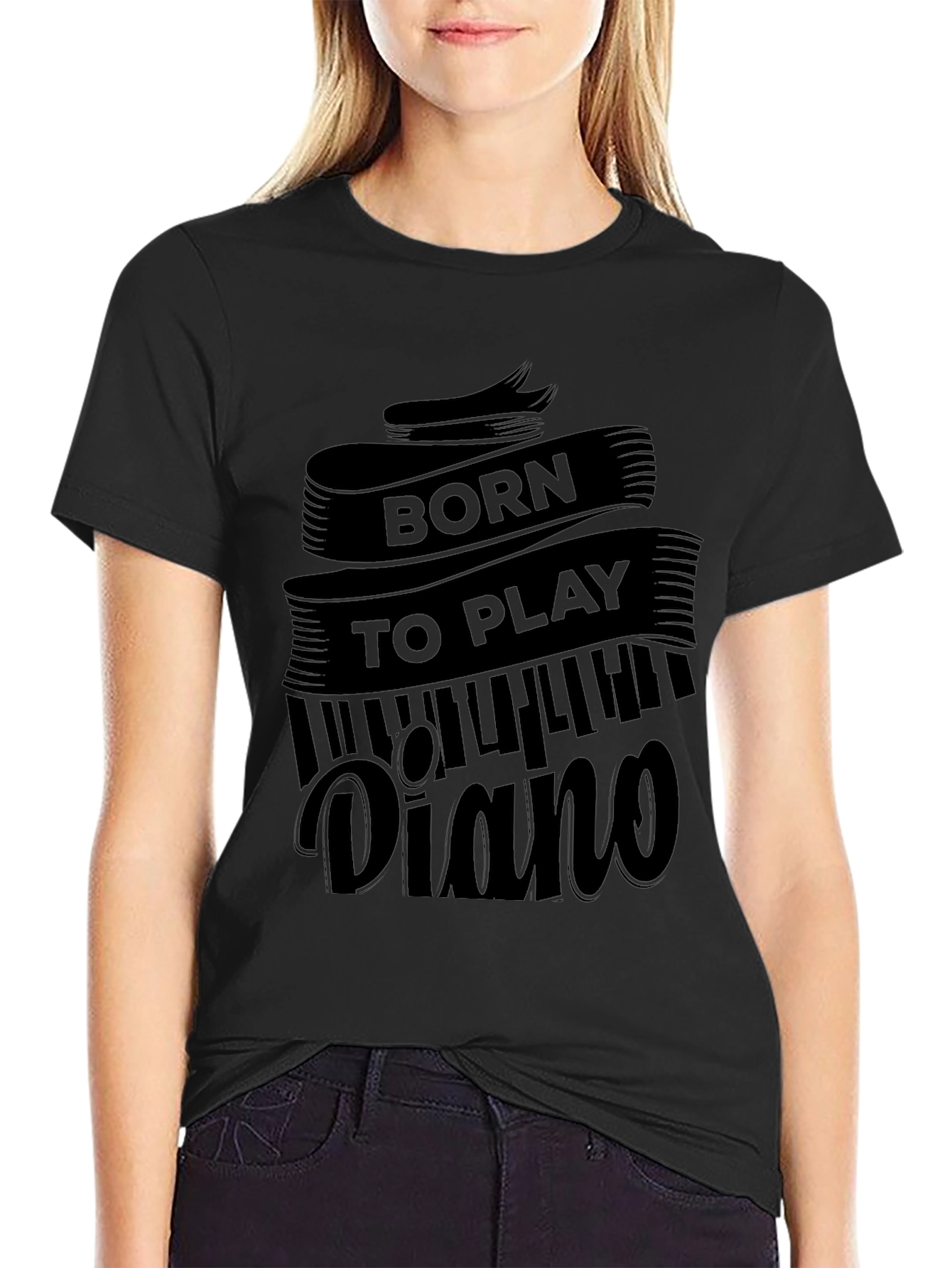 Born To Play Piano Black T-Shirt