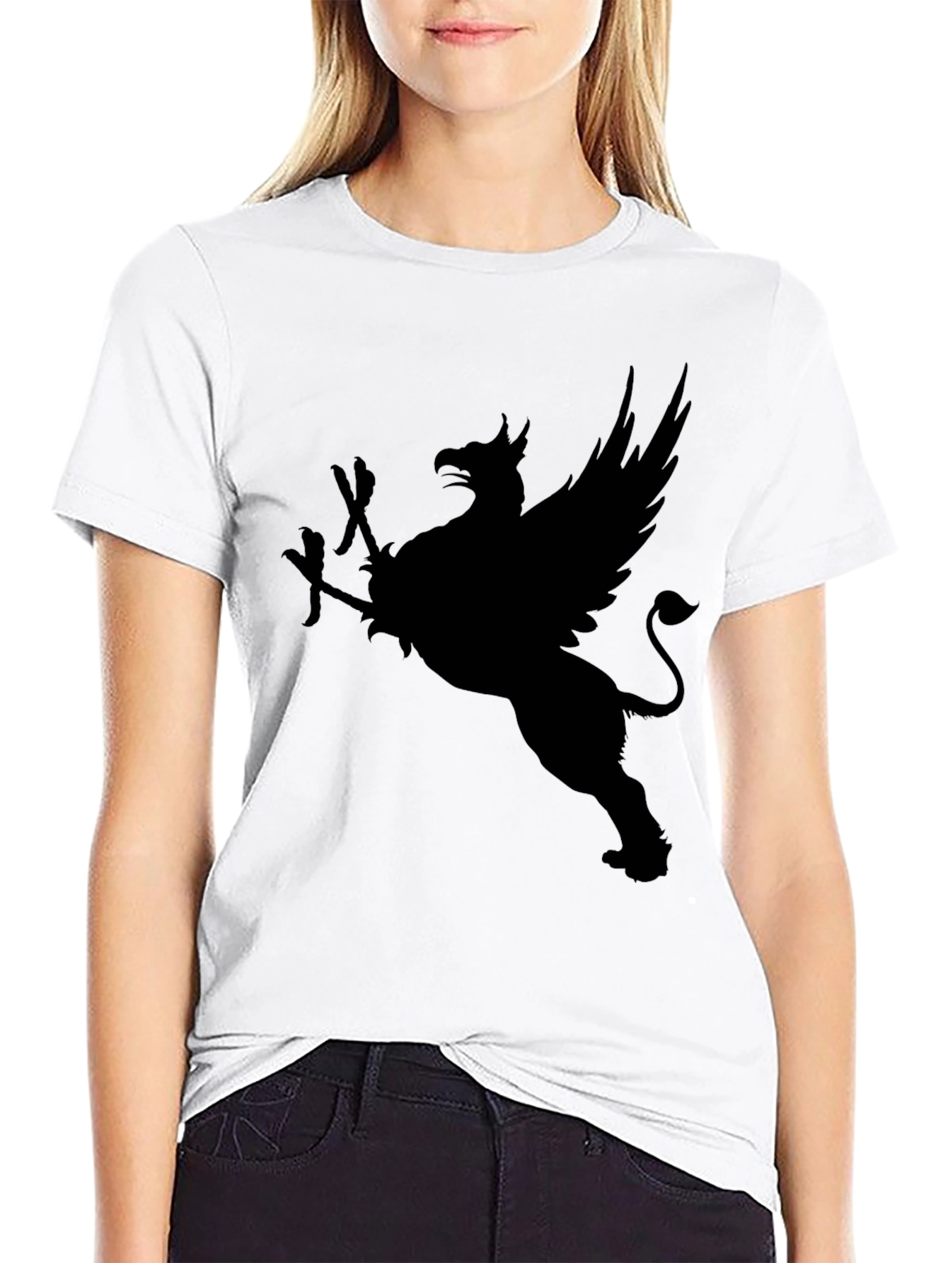 Black Griffin Graphic Tee - Mythical Creature Design