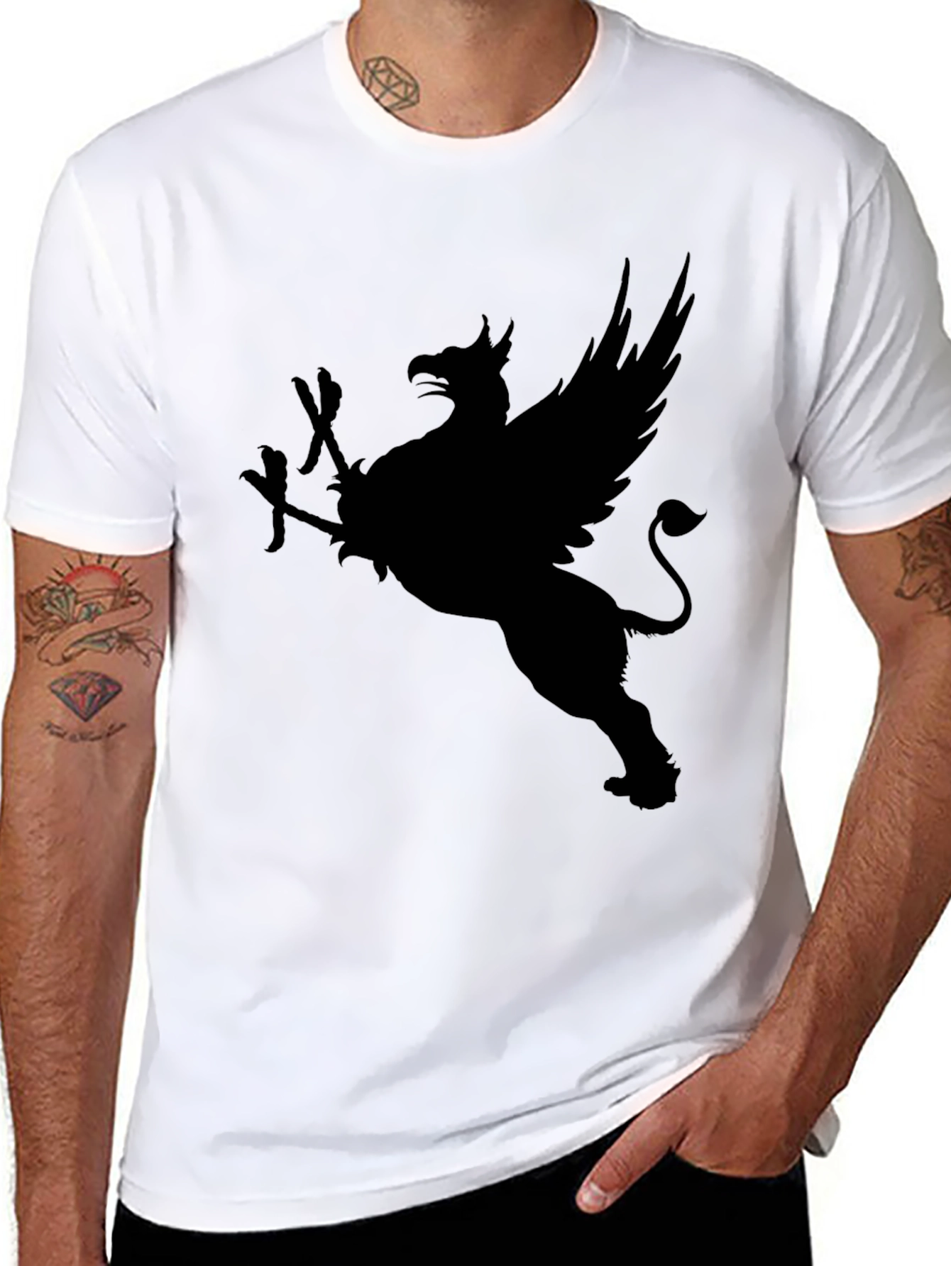 Black Griffin Graphic Tee - Mythical Creature Design