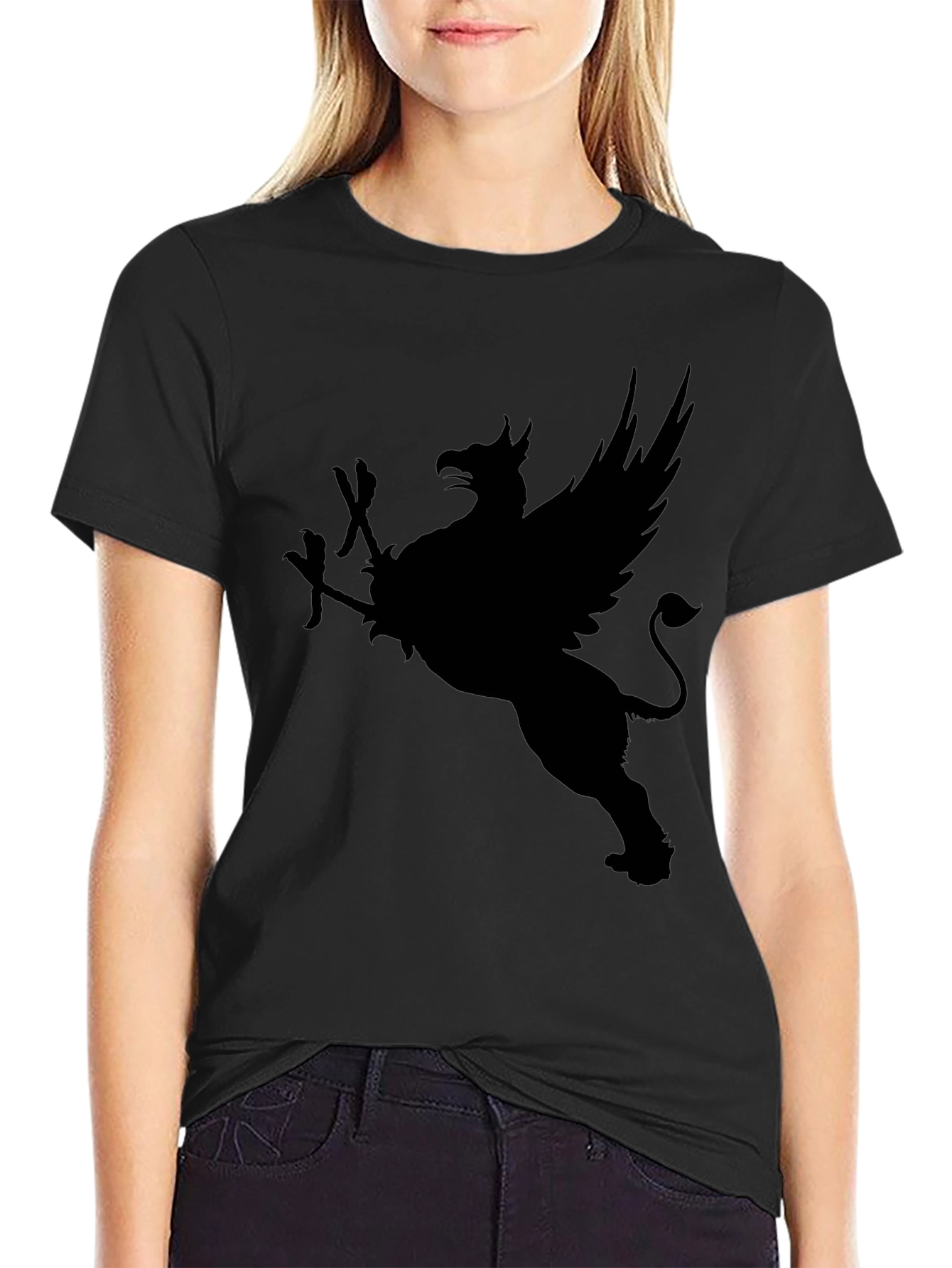 Black Griffin Graphic Tee - Mythical Creature Design